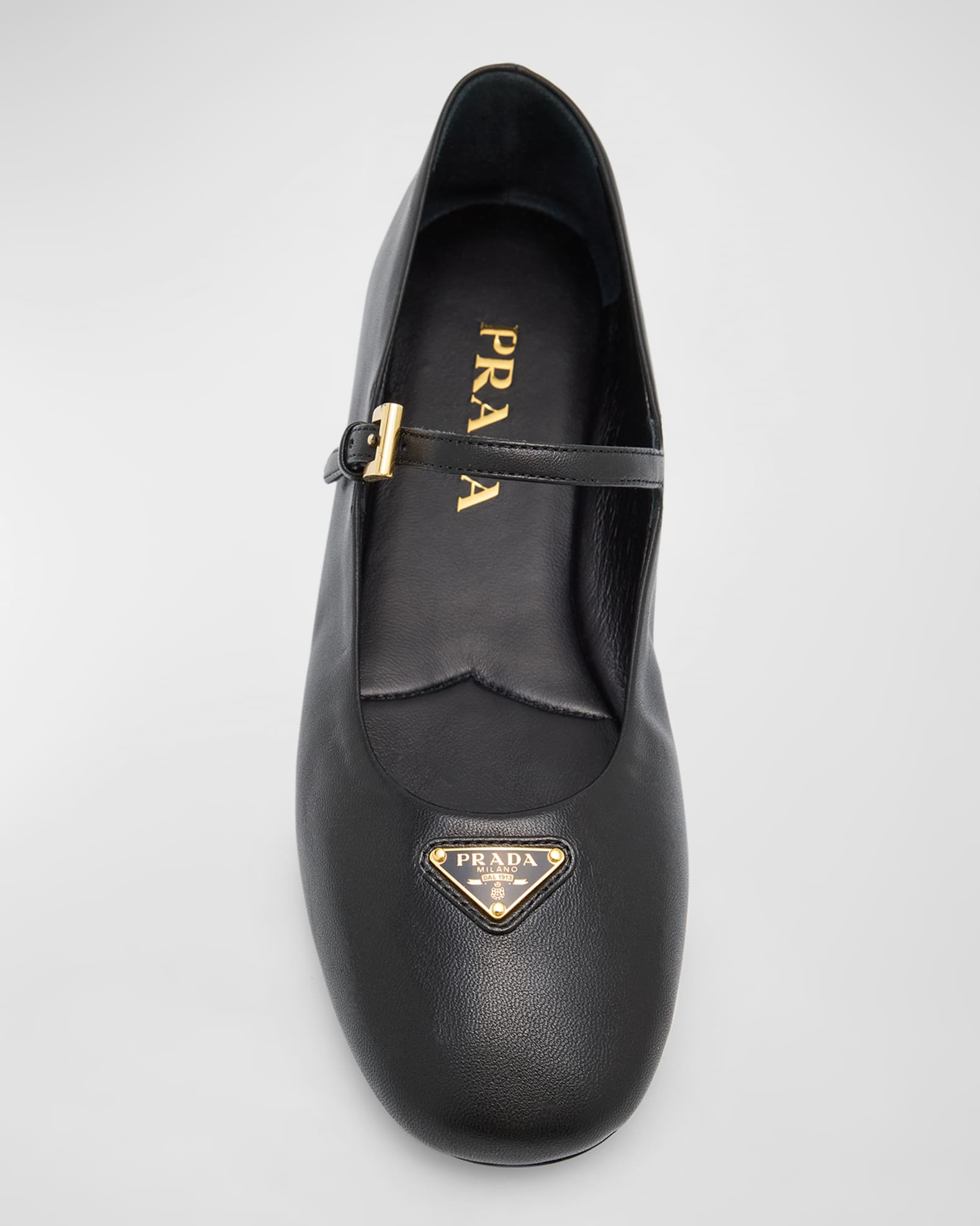 【関税＆送料込み】Prada Mary Jane Ballerina Shoes Prada Lambskin Triangle Mary Jane Ballerina Flats | Neiman