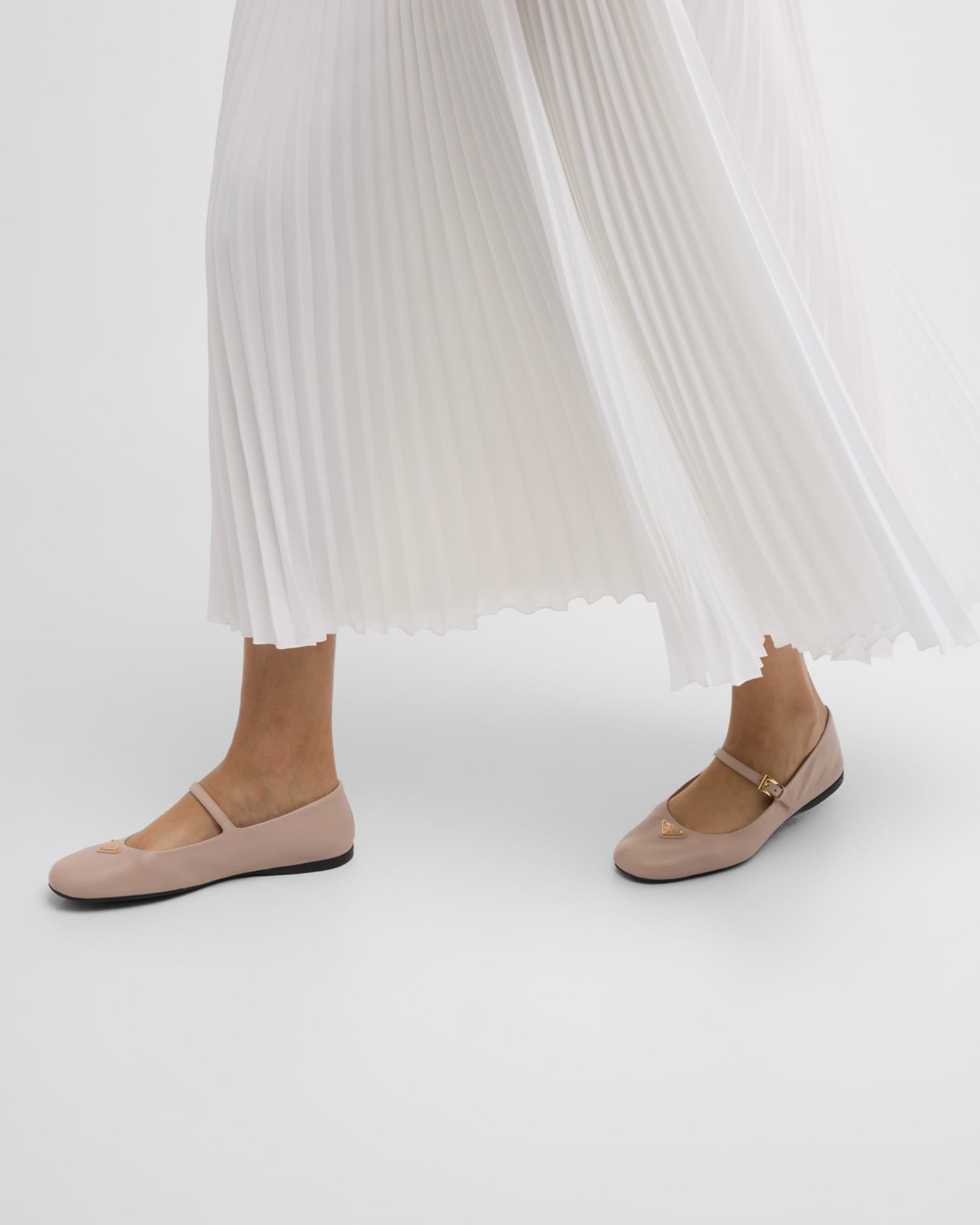 Lambskin Triangle Mary Jane Ballerina Flats 1