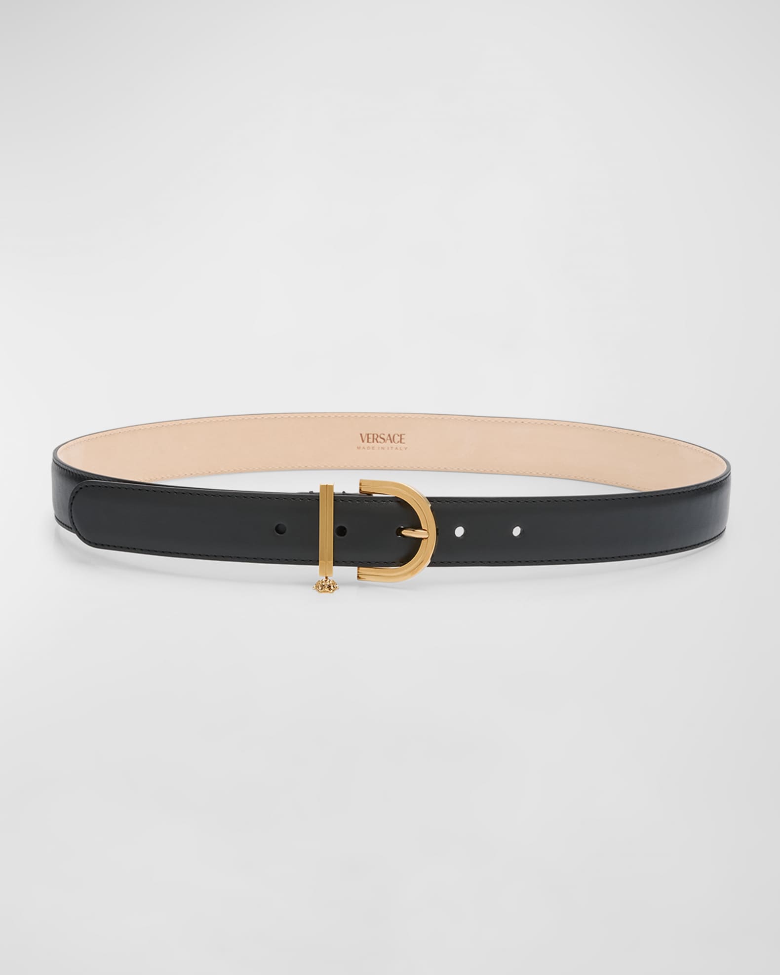 Medusa Charm Leather & Brass Belt  0