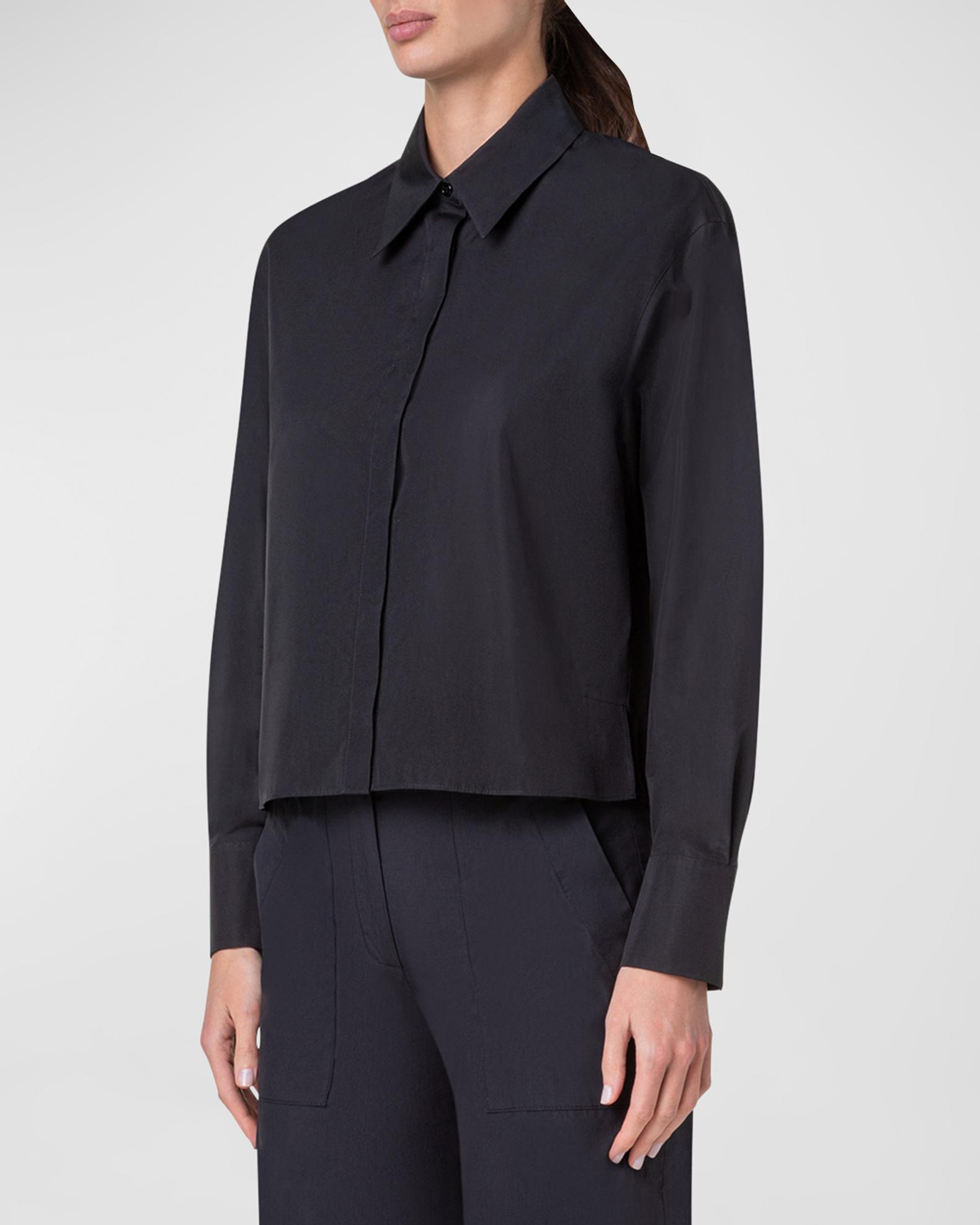 Akris Cotton Poplin Boxy Button-Down Short Blouse | Neiman Marcus