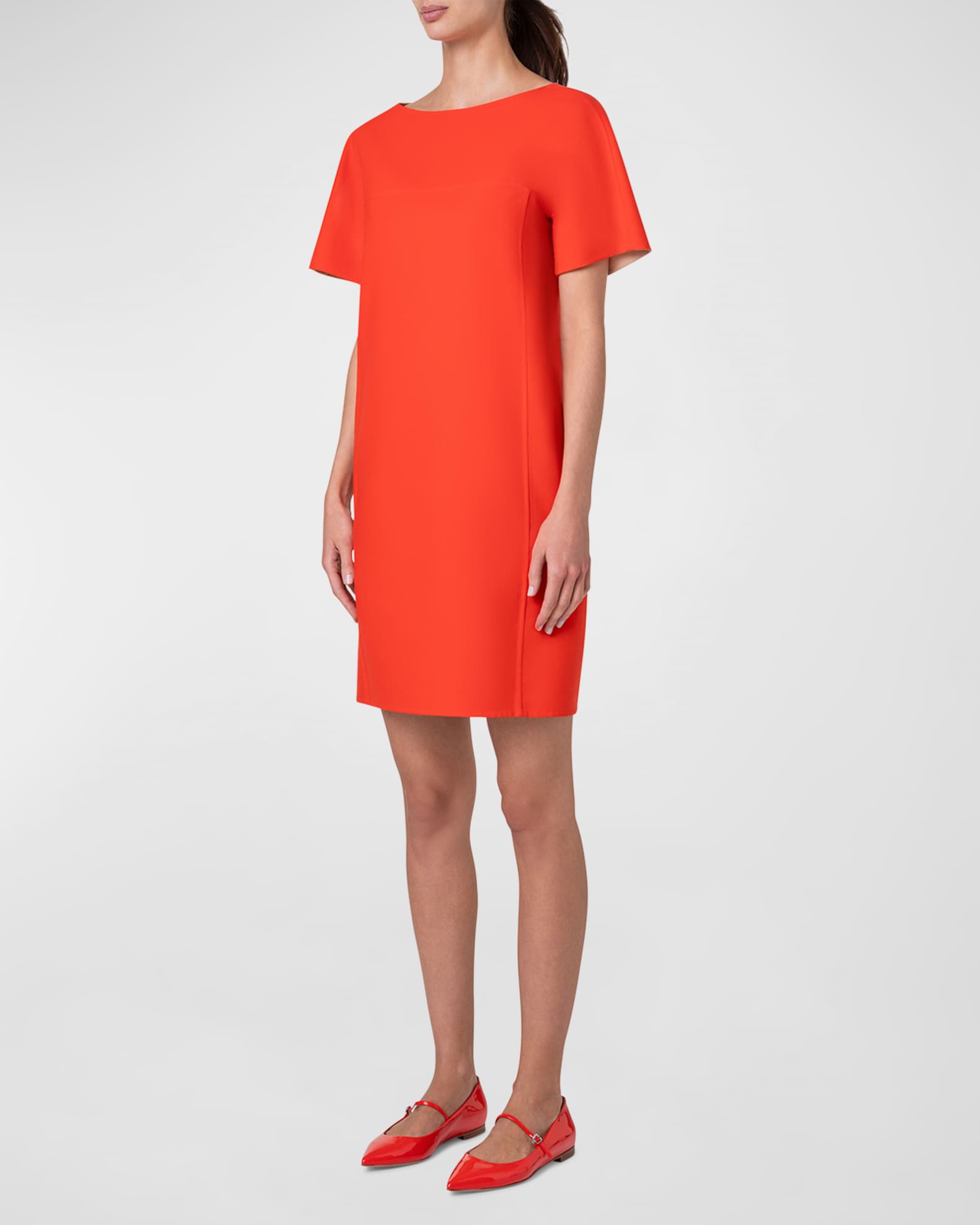 Akris Reversible Bi Color T Shirt Dress in Cotton Double Face poppy chai 10