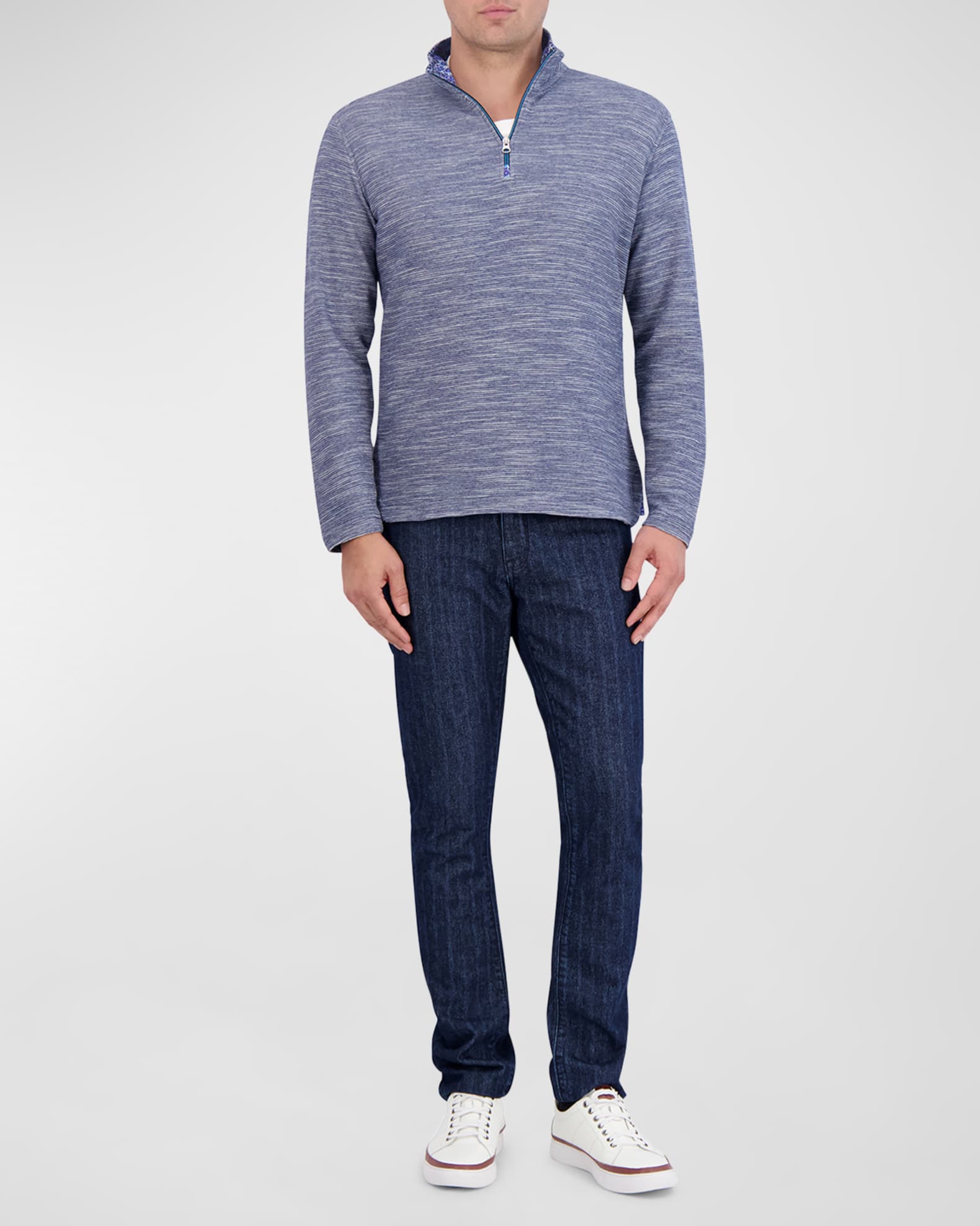Robert Graham Men's Ledson Cotton Knit QuarterZip Sweater Neiman Marcus