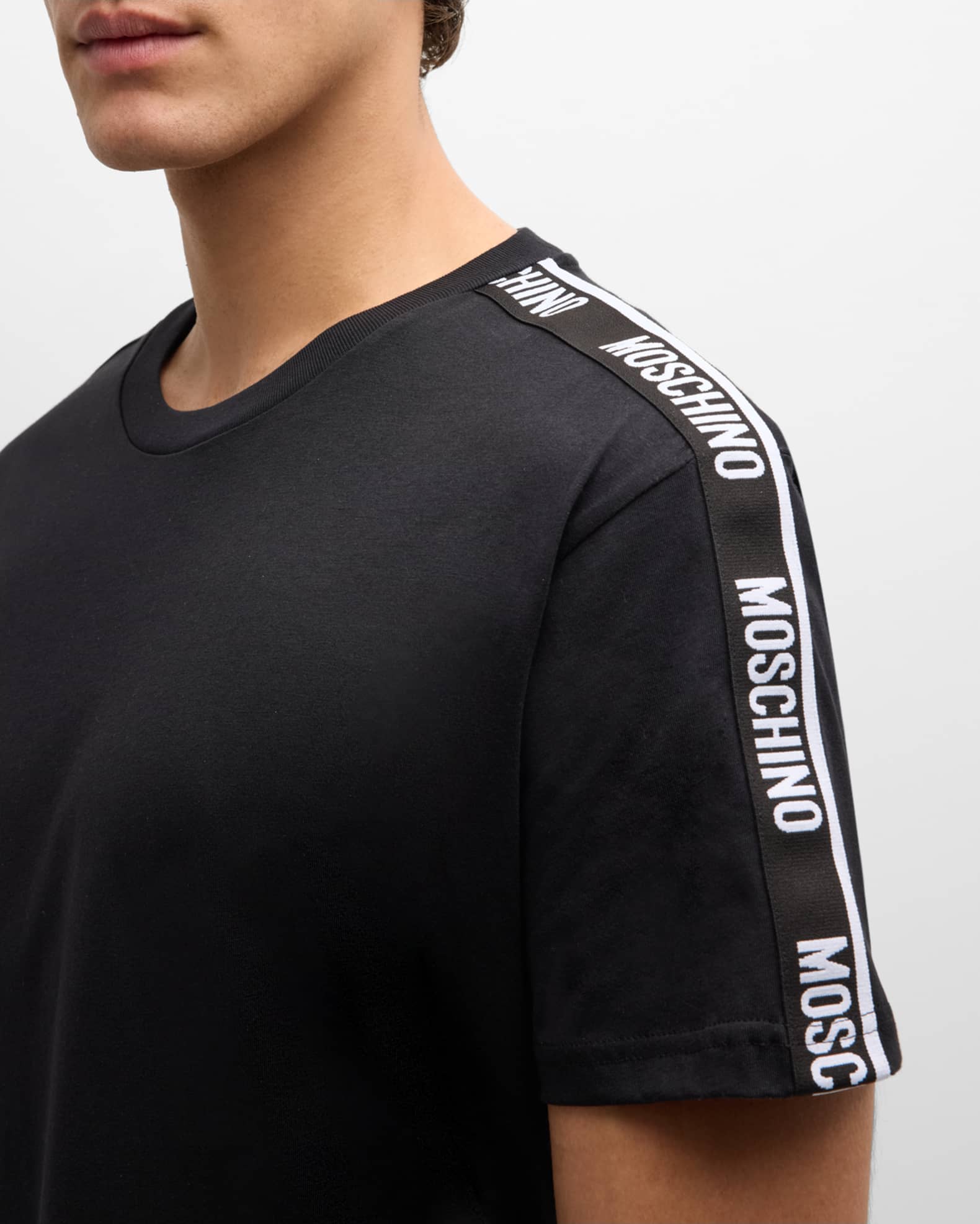 Moschino Men's Shoulder-Tape T-Shirt | Neiman Marcus