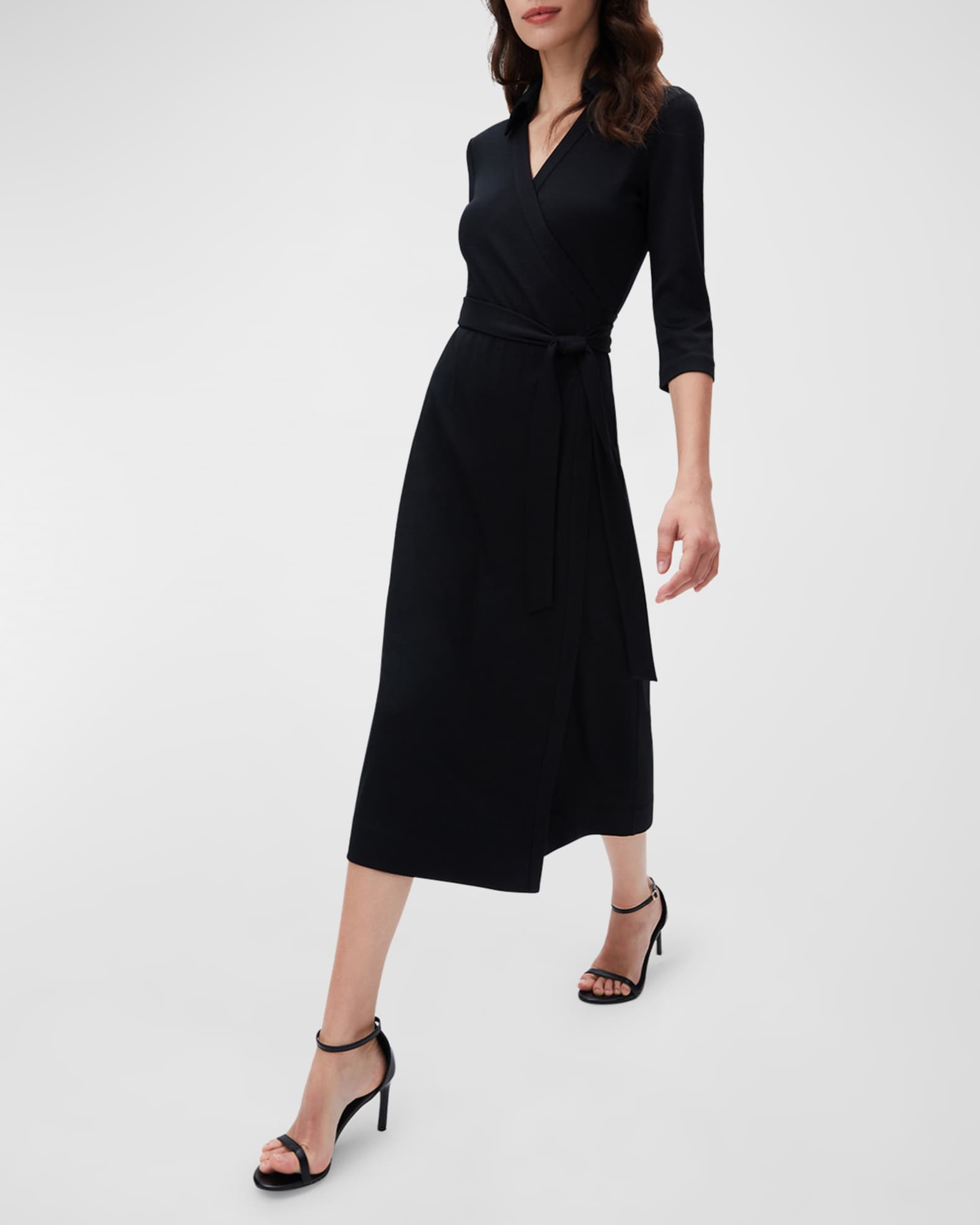 Abigail 3/4-Sleeve Midi Wrap Dress