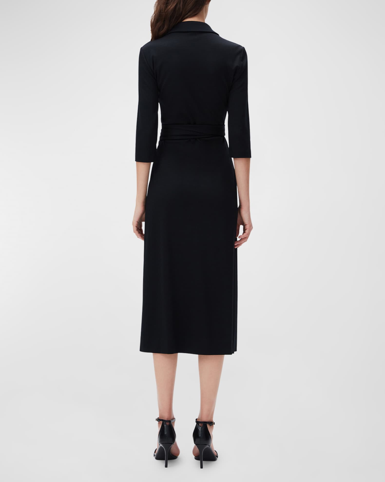 Diane von Furstenberg Abigail 3/4-Sleeve Midi Wrap Dress | Neiman Marcus