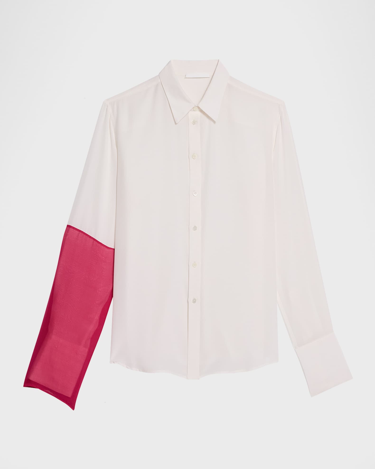 Combo Button-Front Silk Shirt 0