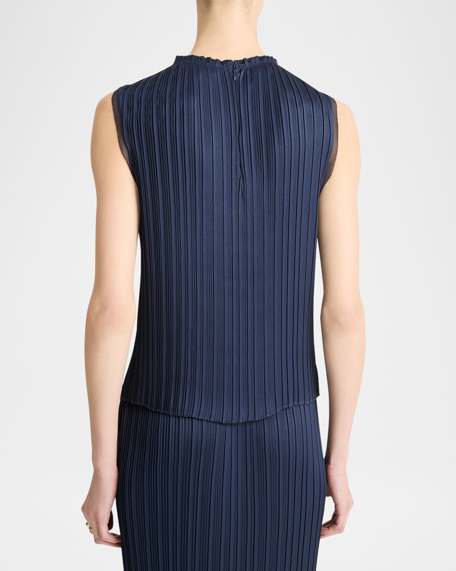 Pleated Crewneck Shell Top 1