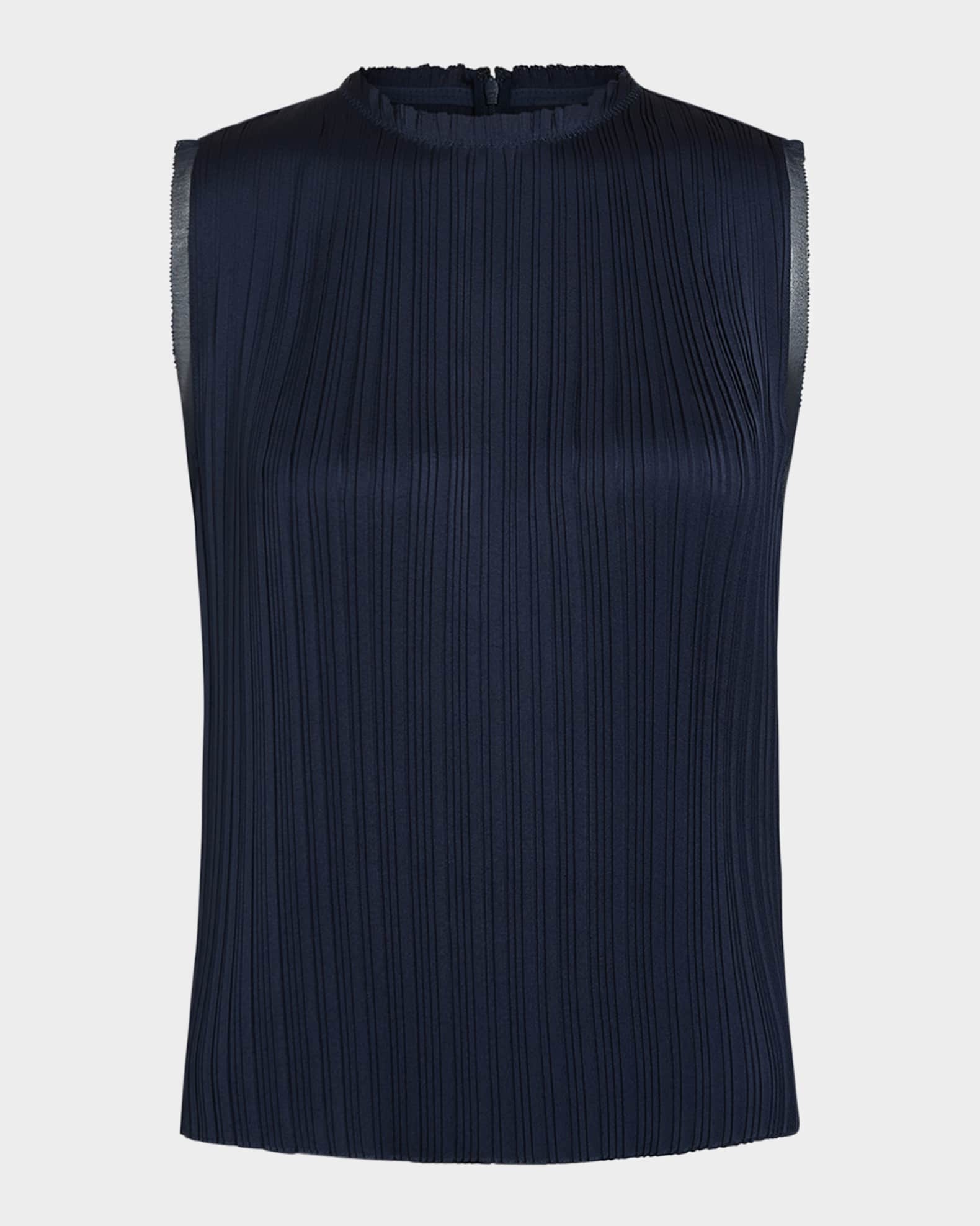 Pleated Crewneck Shell Top 0