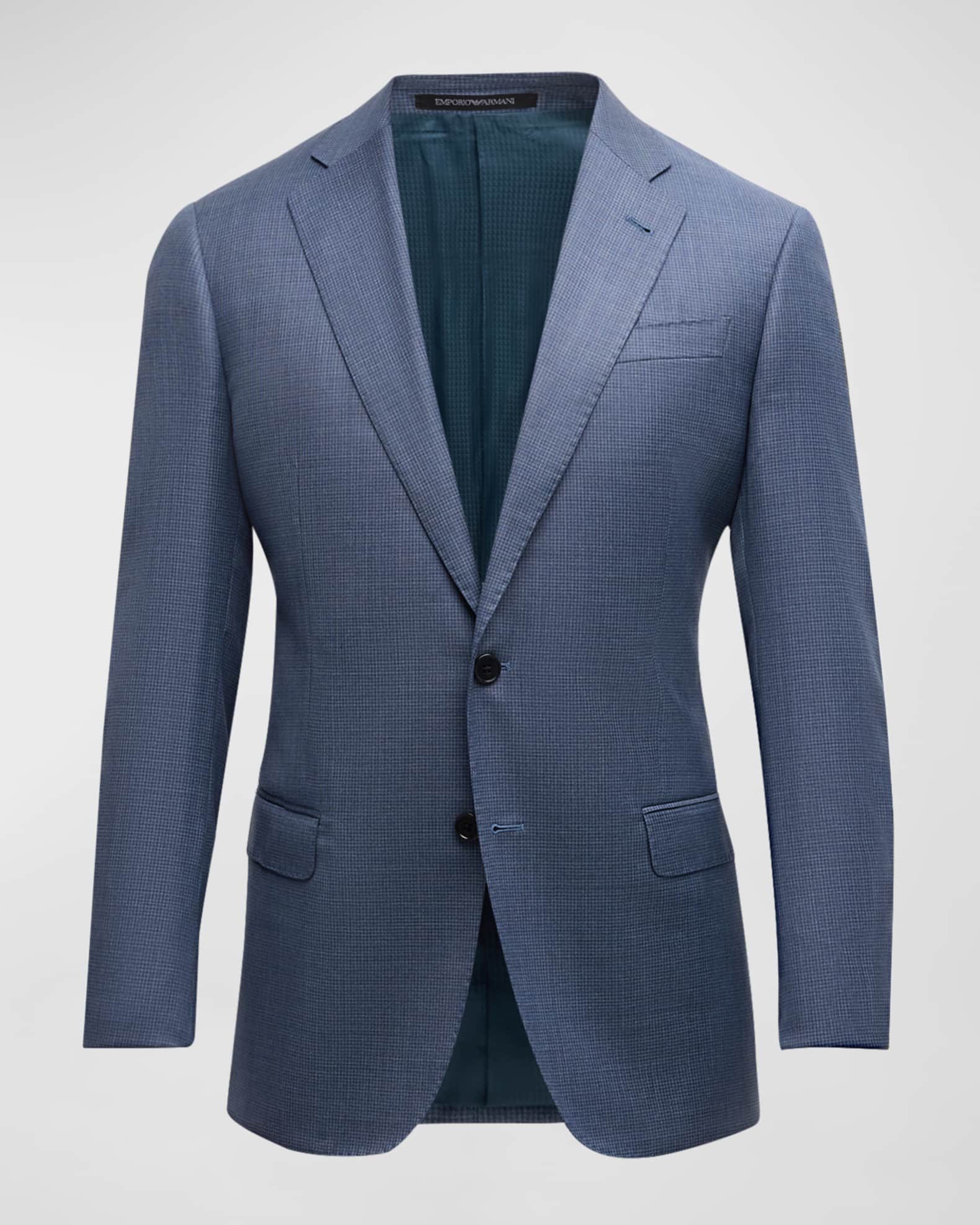 Emporio Armani Screen Print Check Sport Coat Medium Blue