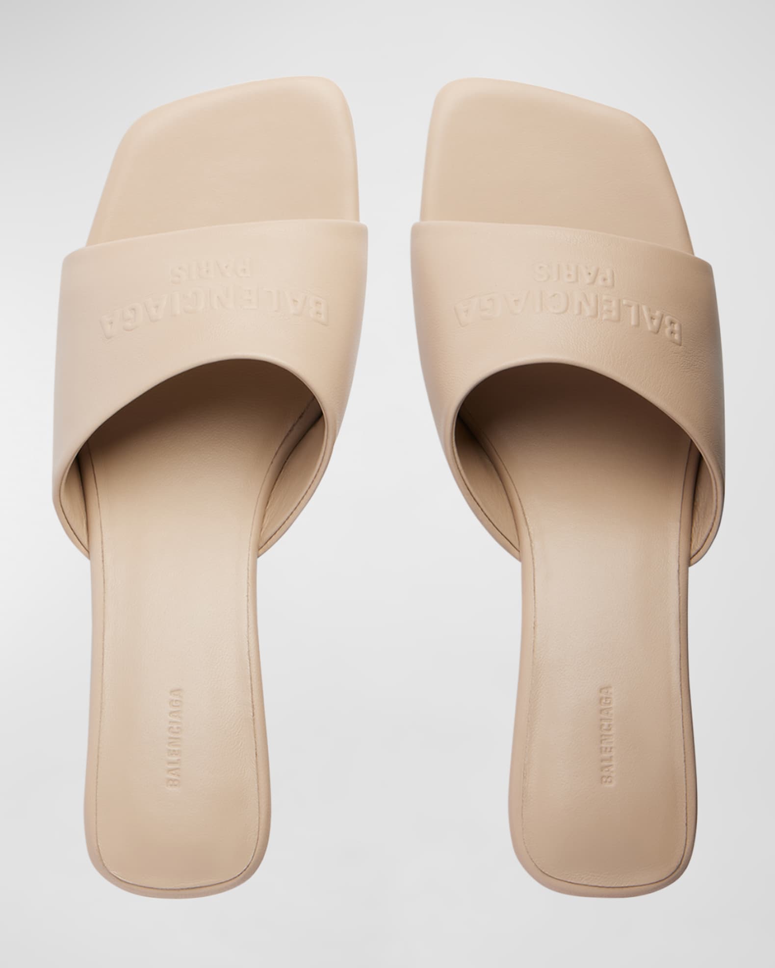 Balenciaga Dutyfree Leather Logo Mule Sandals Neiman Marcus