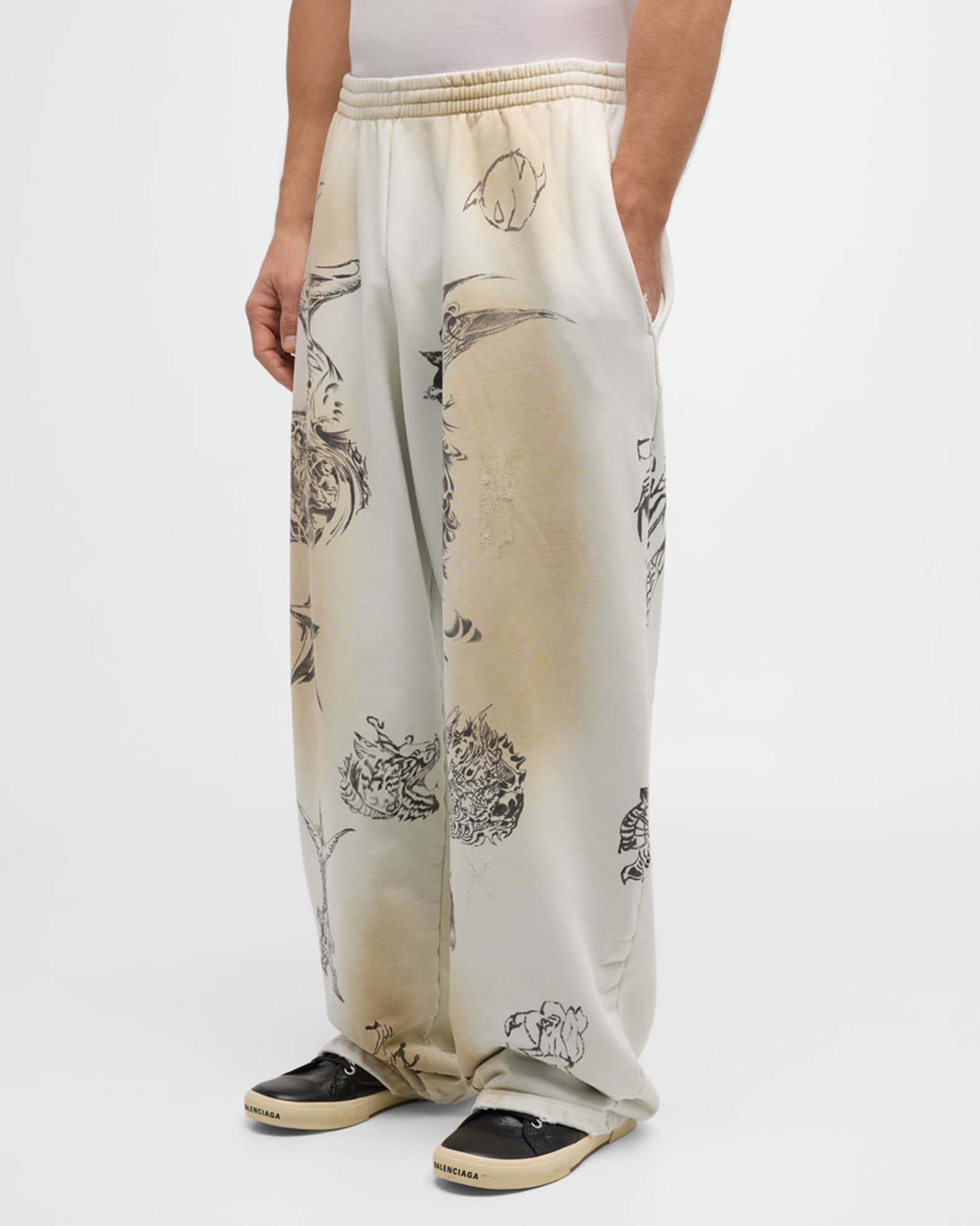 Balenciaga Men s Baggy Tat Sweatpants Neiman Marcus