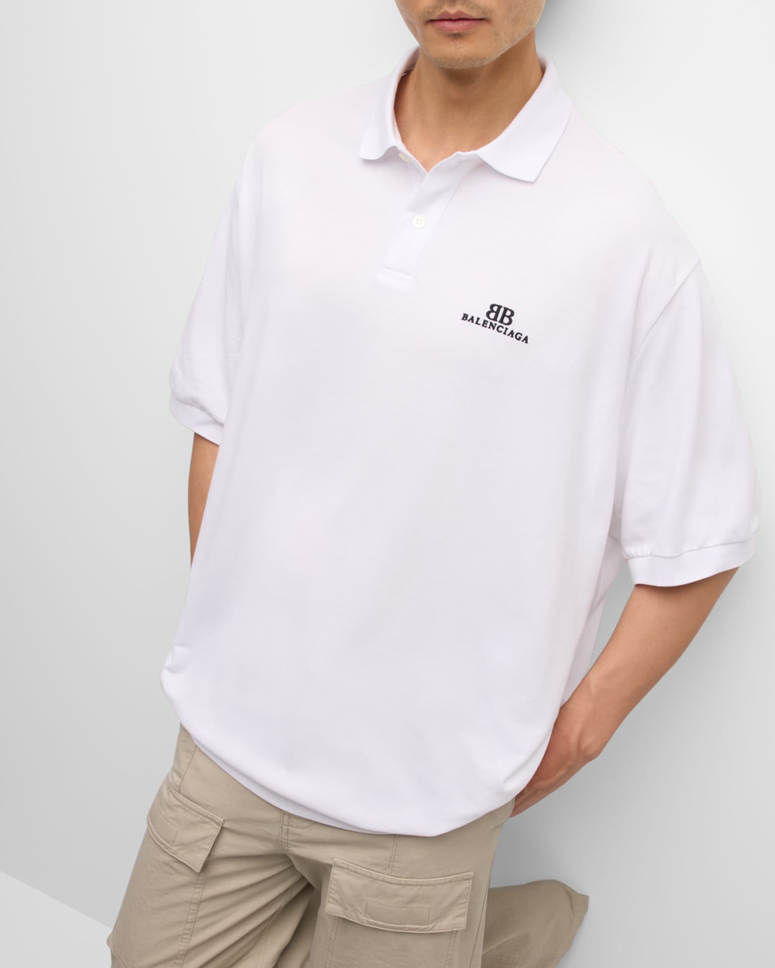 [Balenciaga ] バレンシアガ T-Shirts And Polos Balenciaga Men's Oversized Polo Shirt | Neiman Marcus