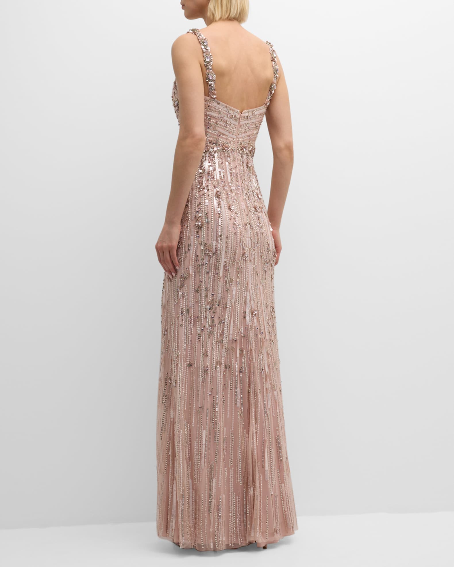 Jenny Packham Bright Gem Embellished Sleeveless A Line Gown Neiman Marcus