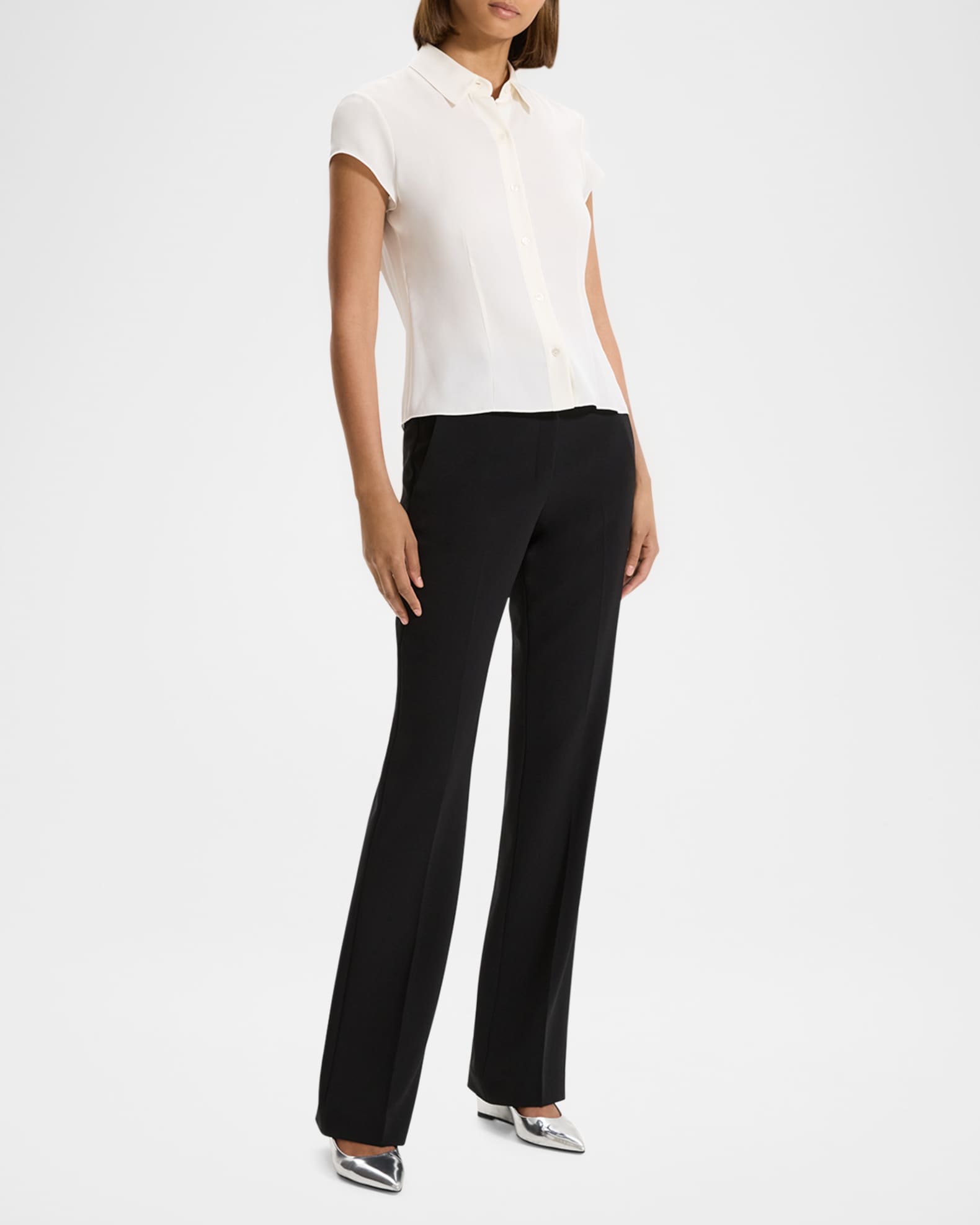 Cap-Sleeve Modern Silk Georgette Blouse 1