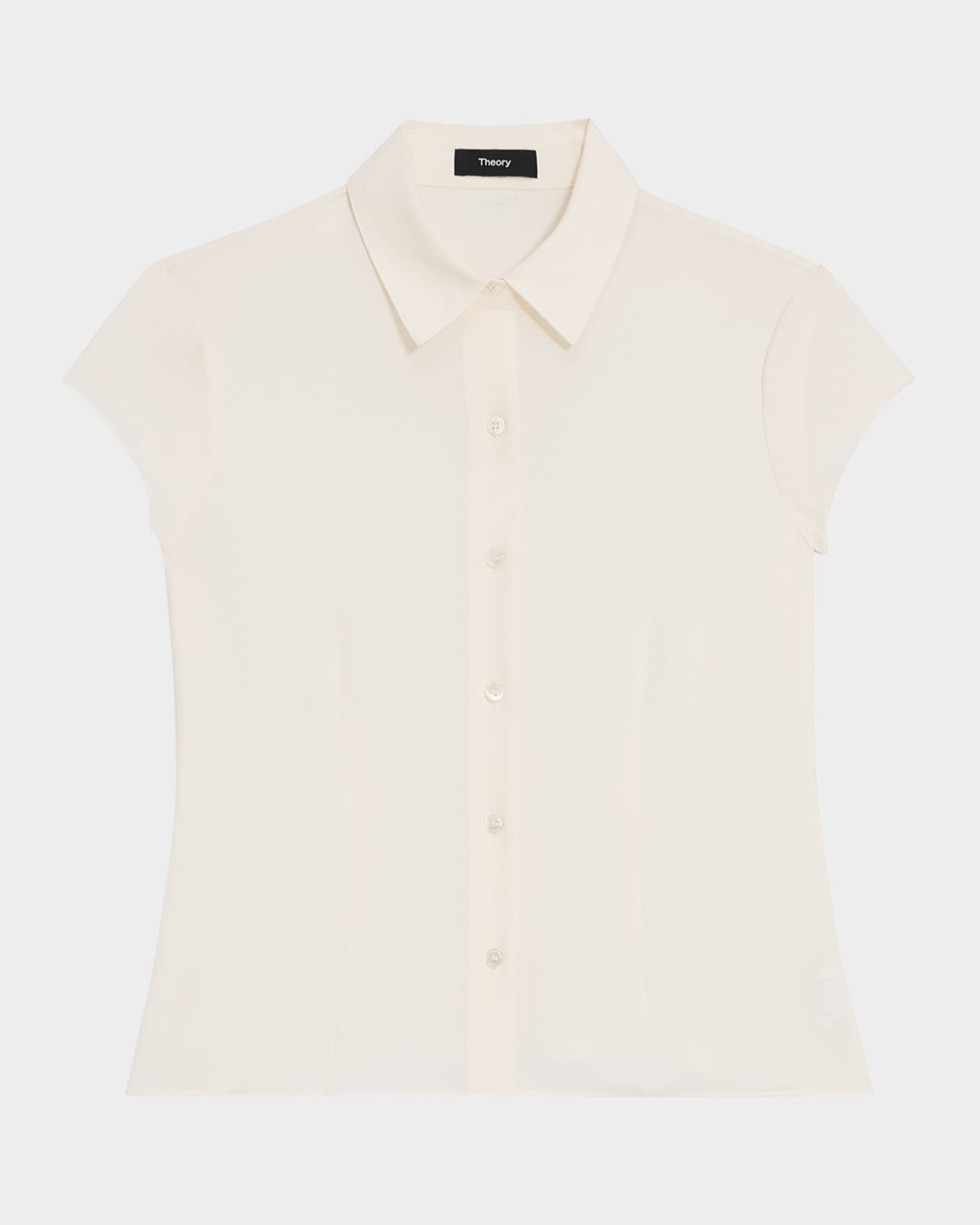 Cap-Sleeve Modern Silk Georgette Blouse 0