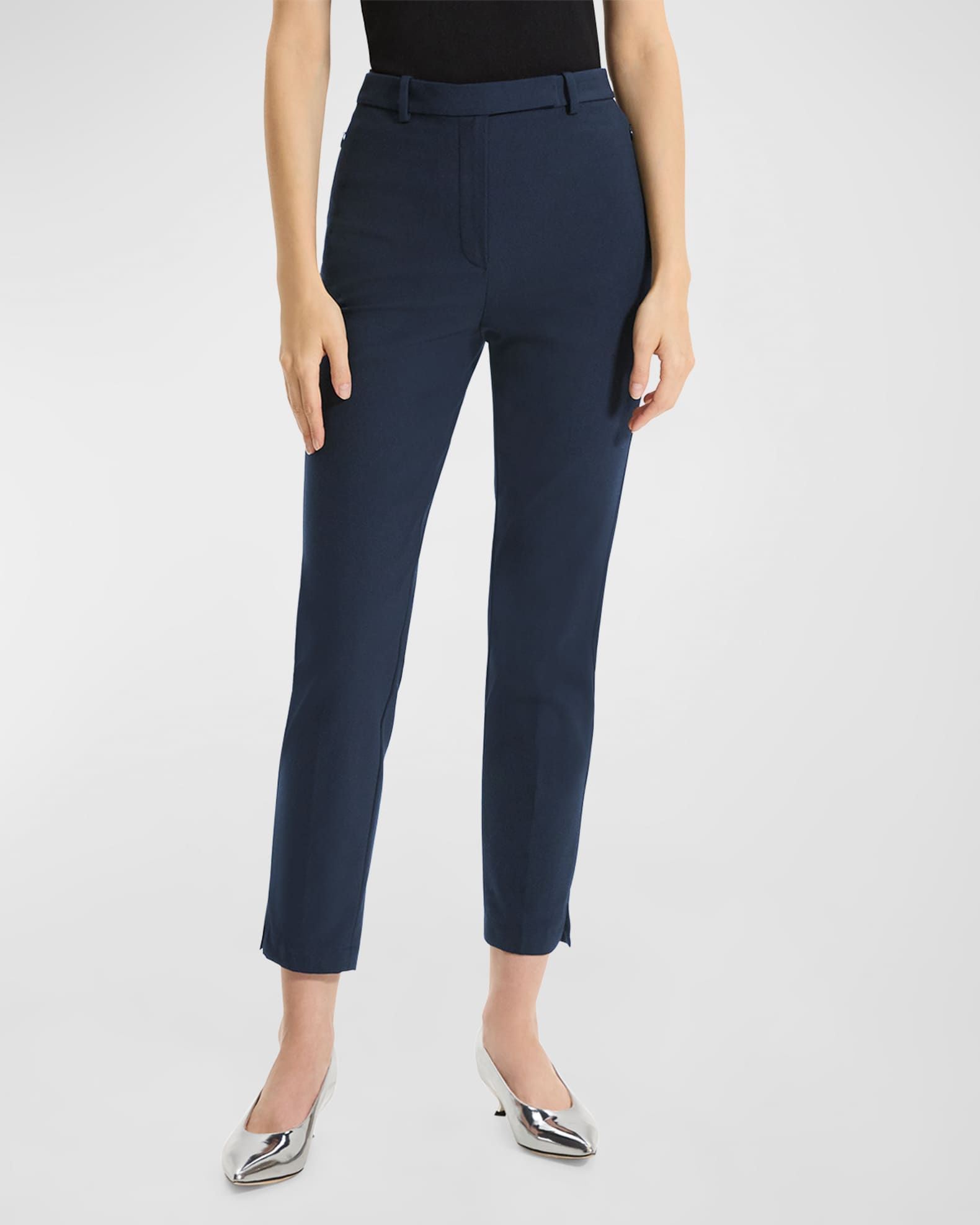 Theory Bistretch High-Waist Tapered Crop Pants | Neiman Marcus