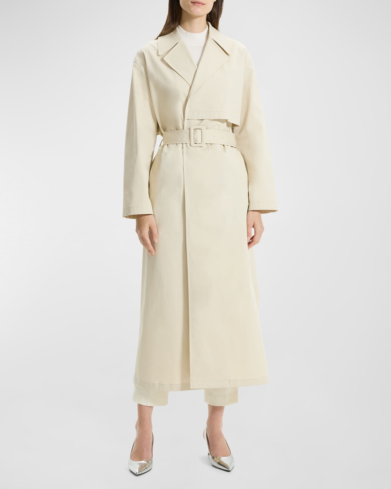 Theory Single-Breasted Wrap Trench Coat | Neiman Marcus