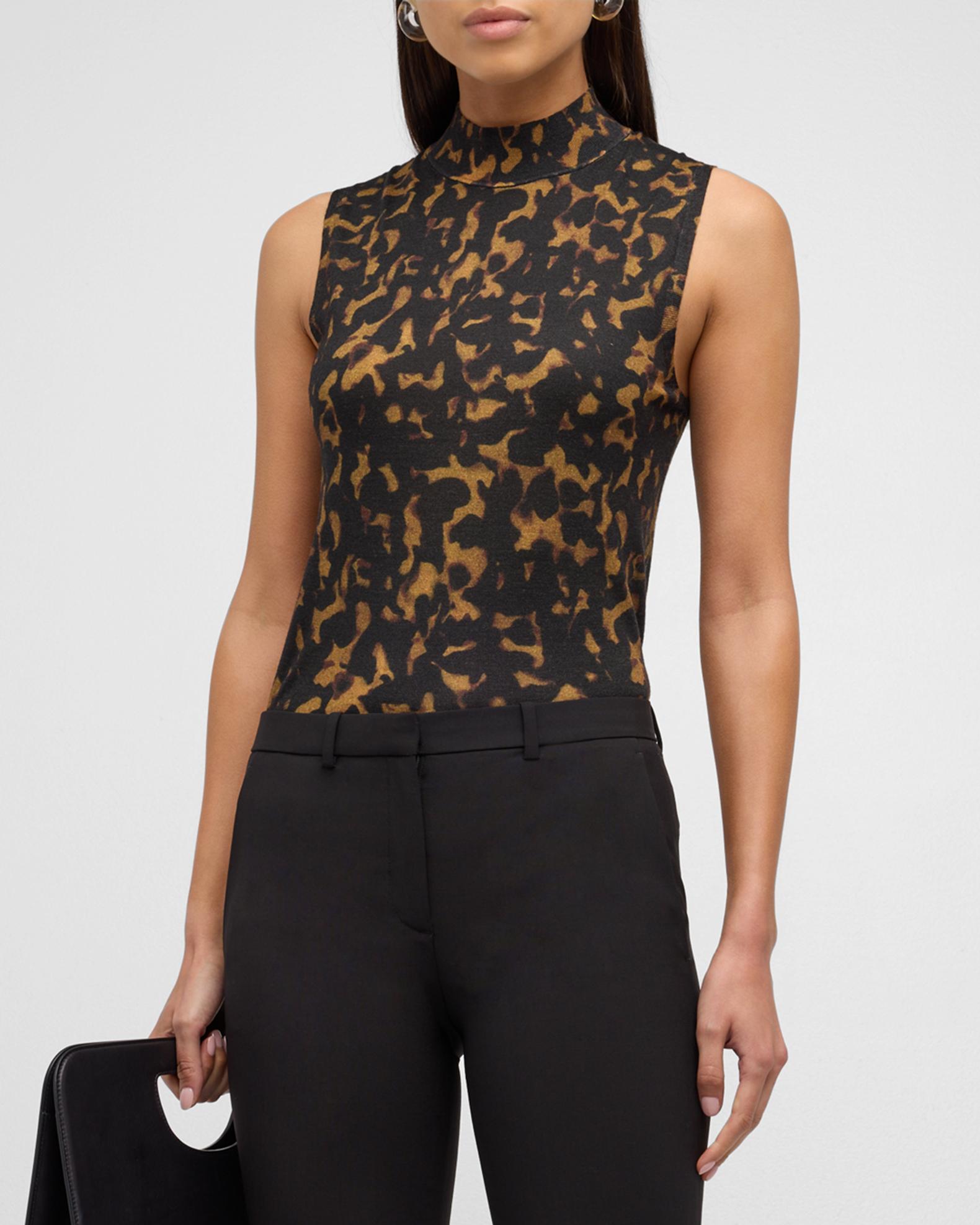 Theory Regal Merino Wool Tortoise Shell Top | Neiman Marcus