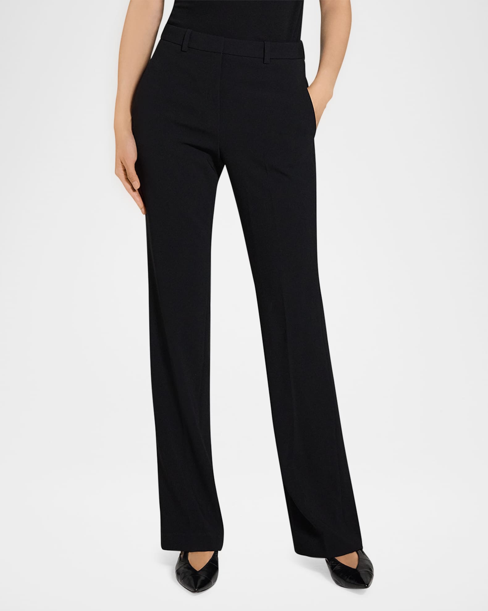 Theory Admiral Crepe Slim Full-Length Trousers | Neiman Marcus