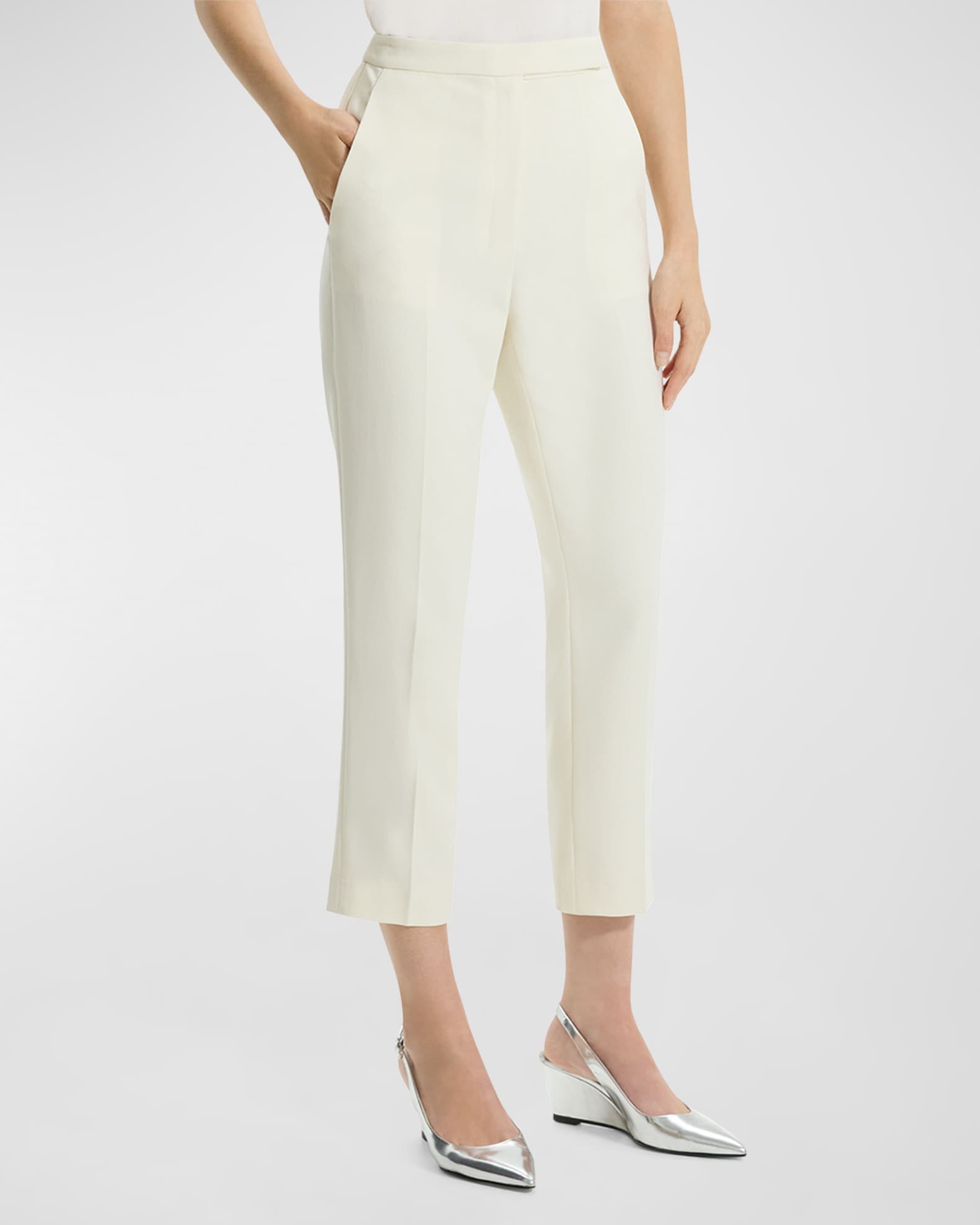 Theory High-Waist Slim Cropped Admiral Crepe Pants | Neiman Marcus