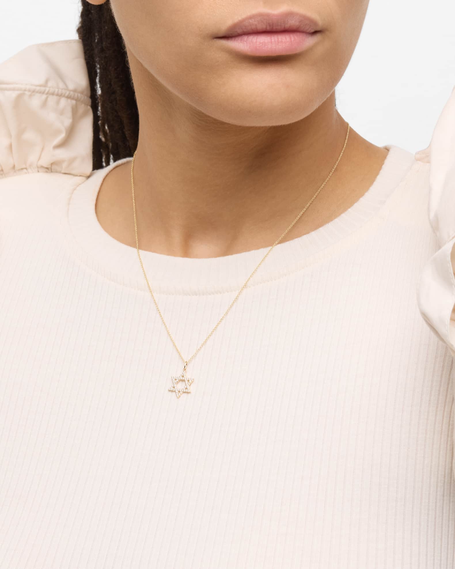 14K Star of David Charm on Light Chain Necklace 1