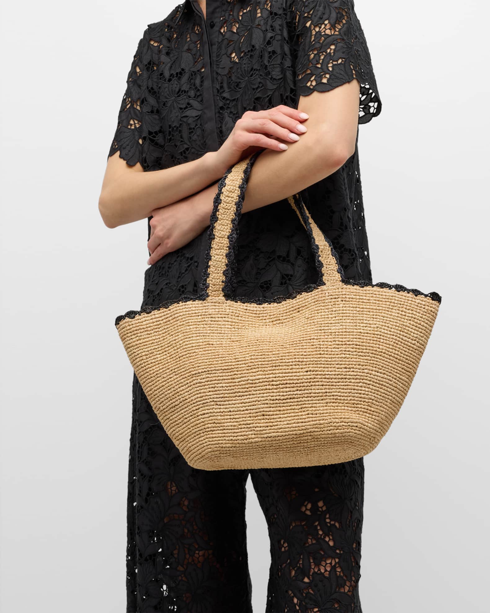 【BTB Los Angeles】LA発 Odesa トートバッグ かごバッグ BTB Los Angeles Odesa Raffia Tote Bag | Neiman Marcus