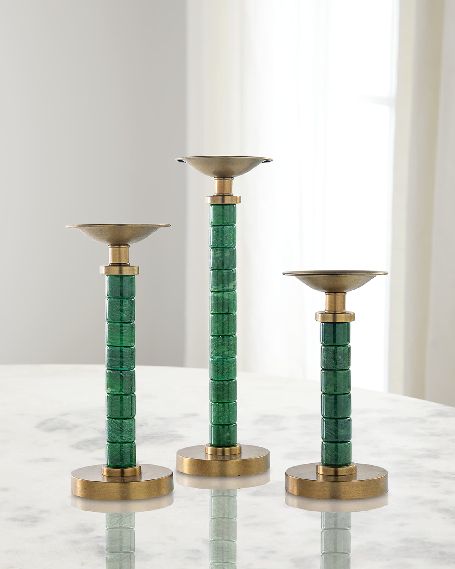 Port 68 Jade Garden Candlesticks, Set of 3 Neiman Marcus