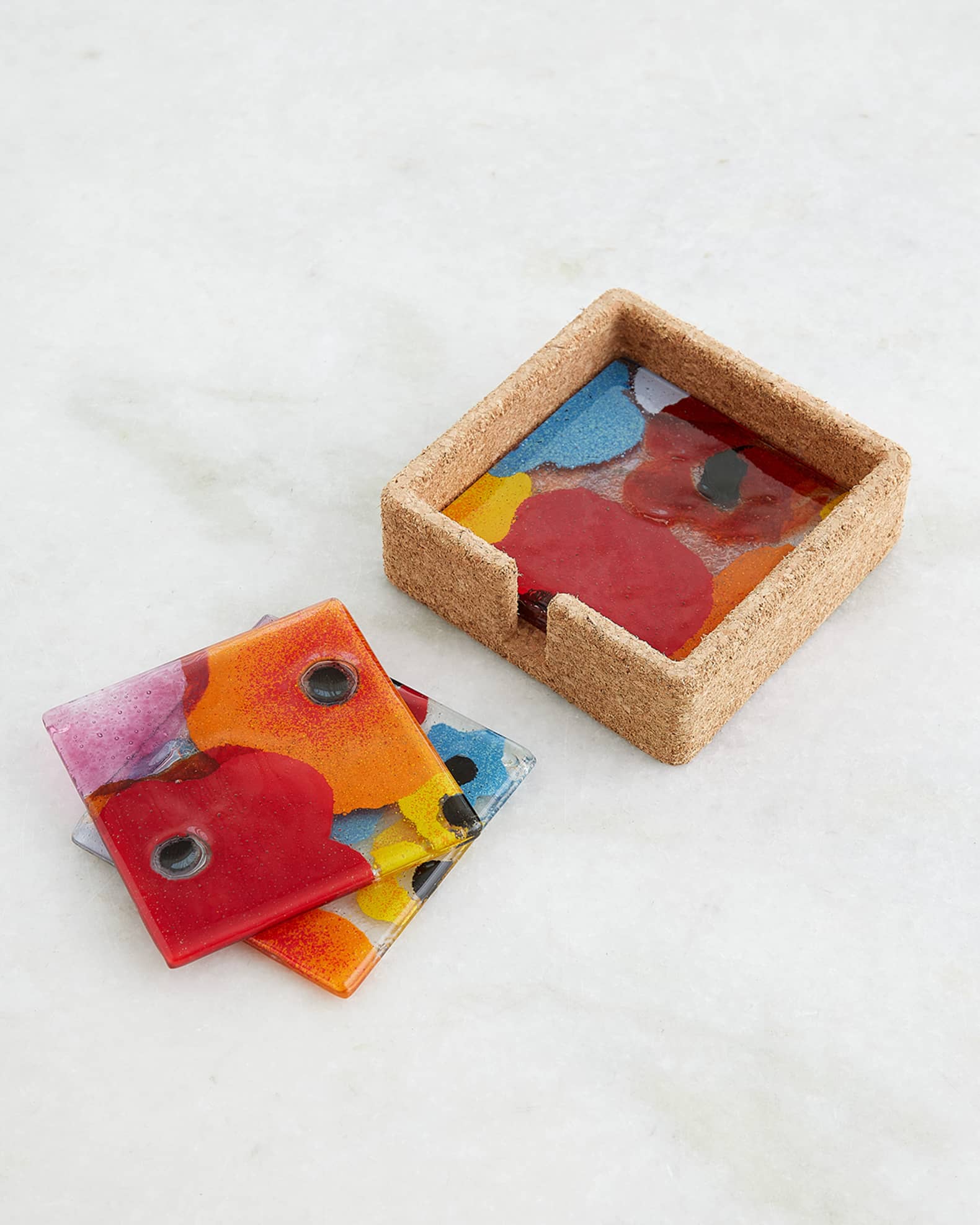 Fused Floral Coasters, Set of 4  1