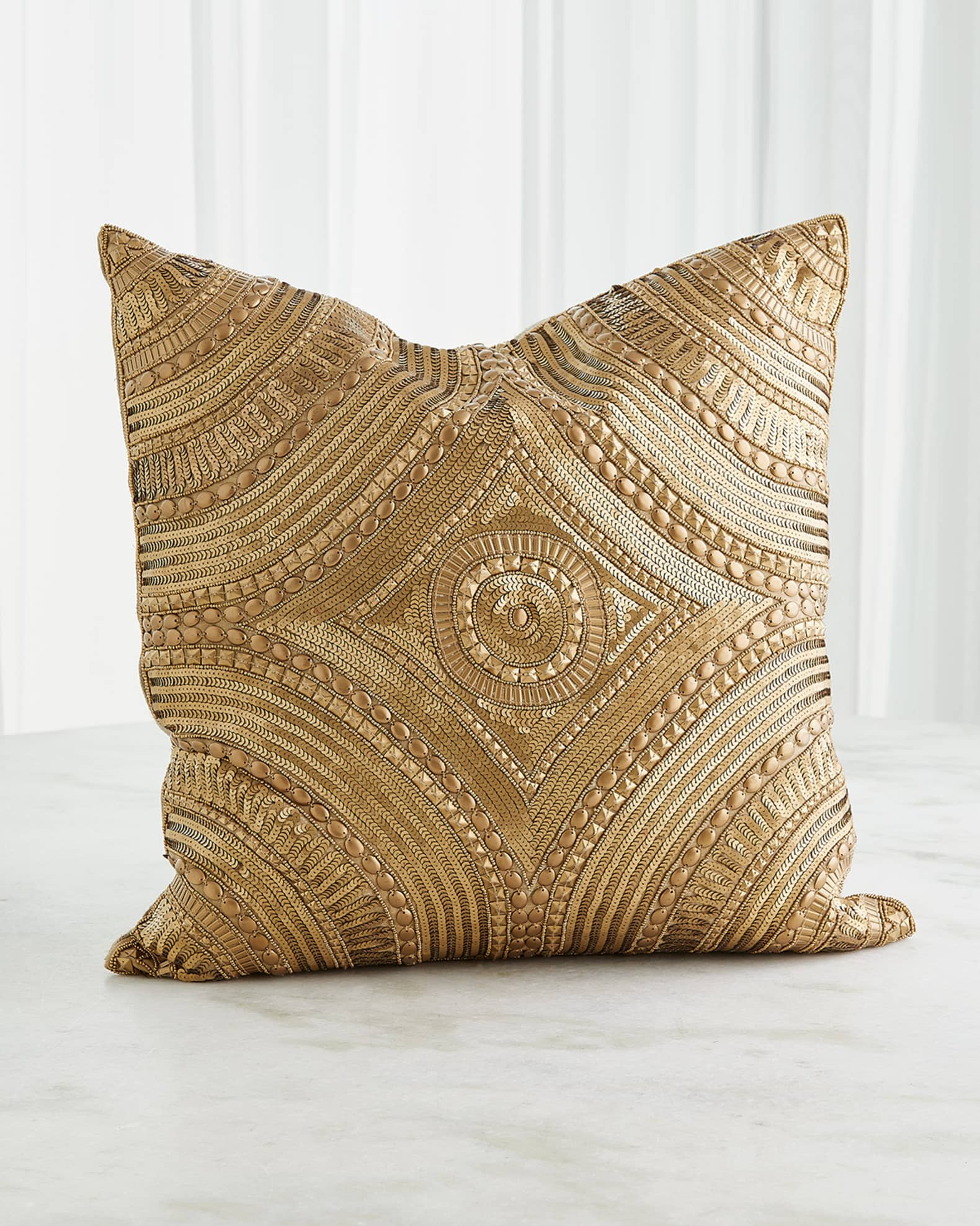 Roman Beaded Golden Pillow  0