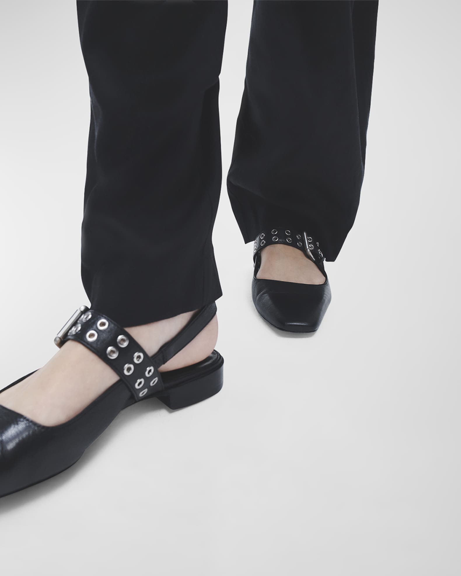 Astra Leather Buckle Slingback Ballerina Flats 1