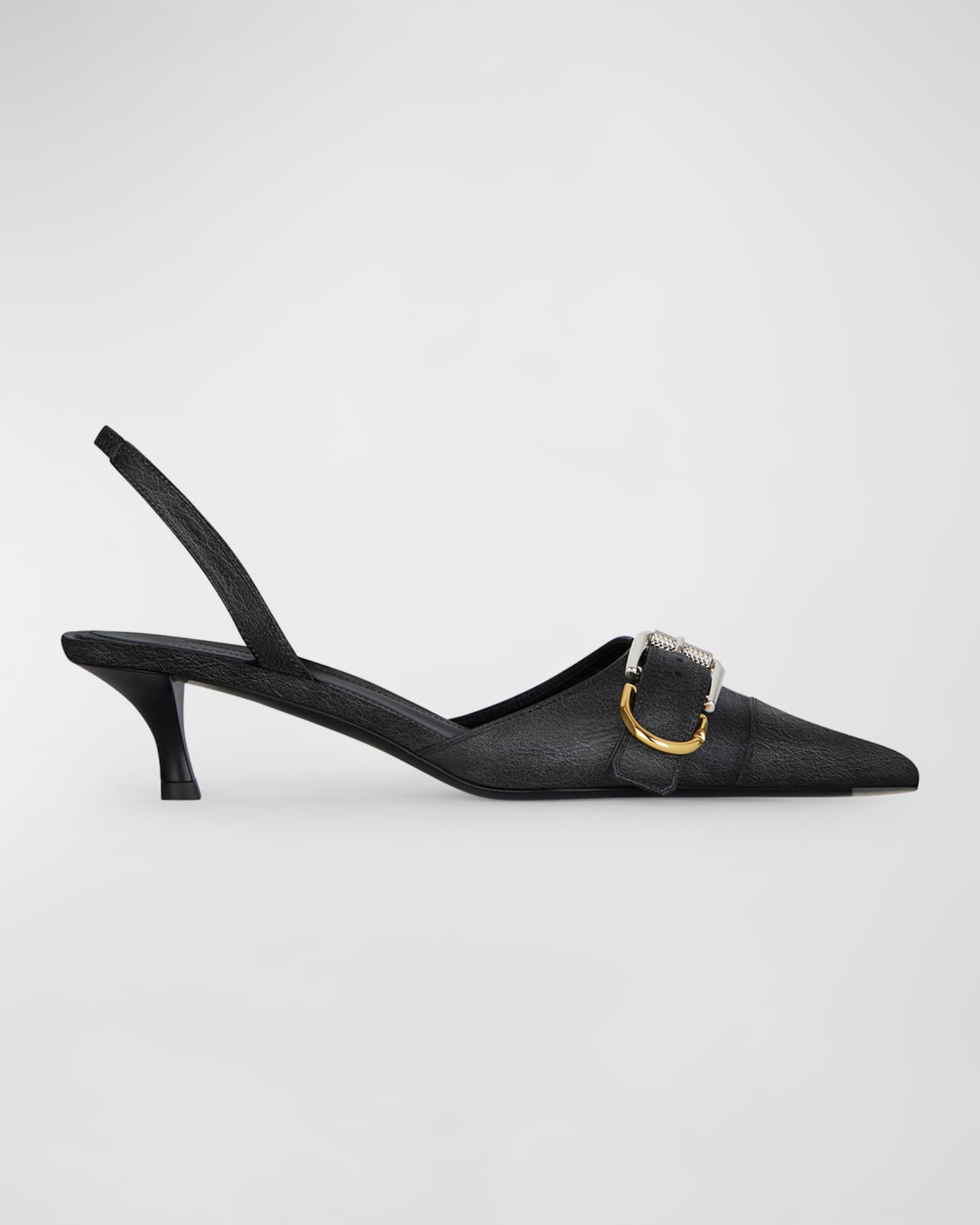 Voyou Leather Buckle Slingback Pumps 0