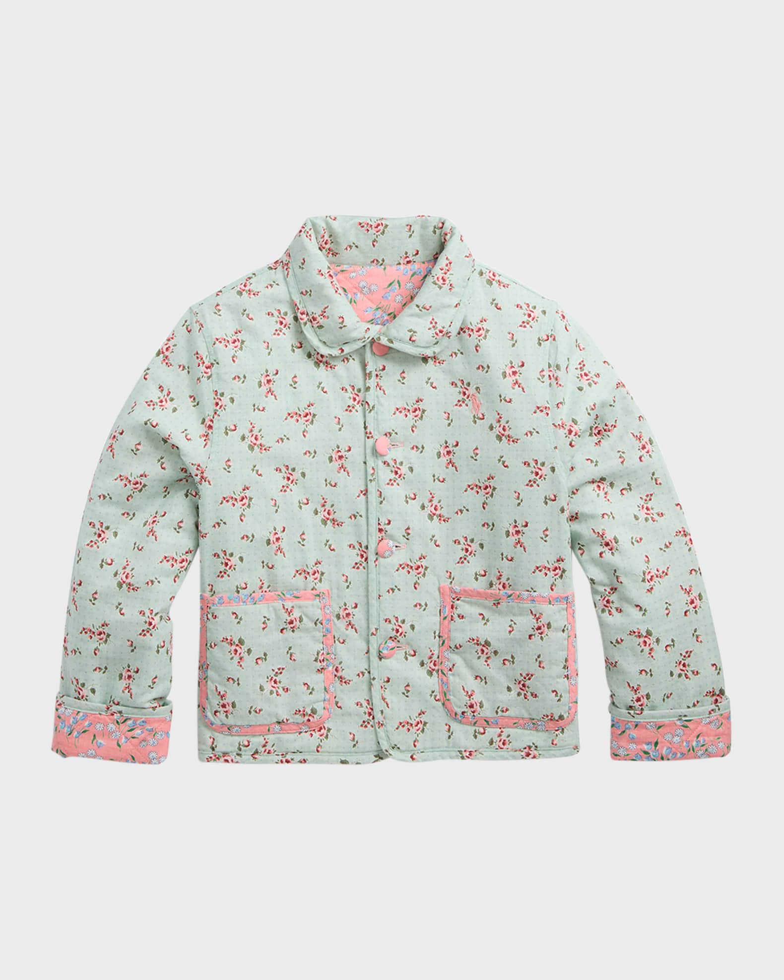 Girl's Reversible Cotton Linen Quilt Jacket | Neiman Marcus