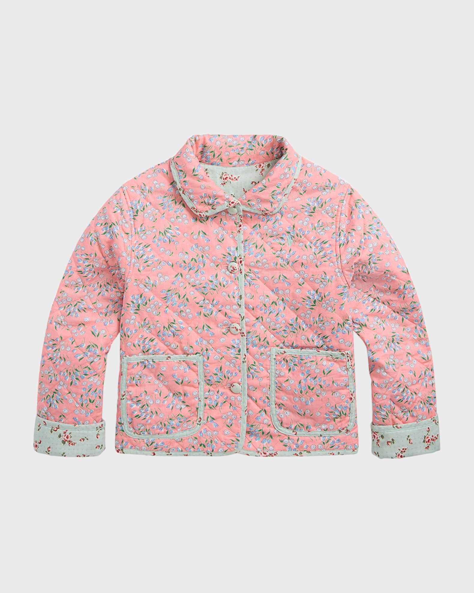 Girl's Reversible Cotton Linen Quilt Jacket | Neiman Marcus