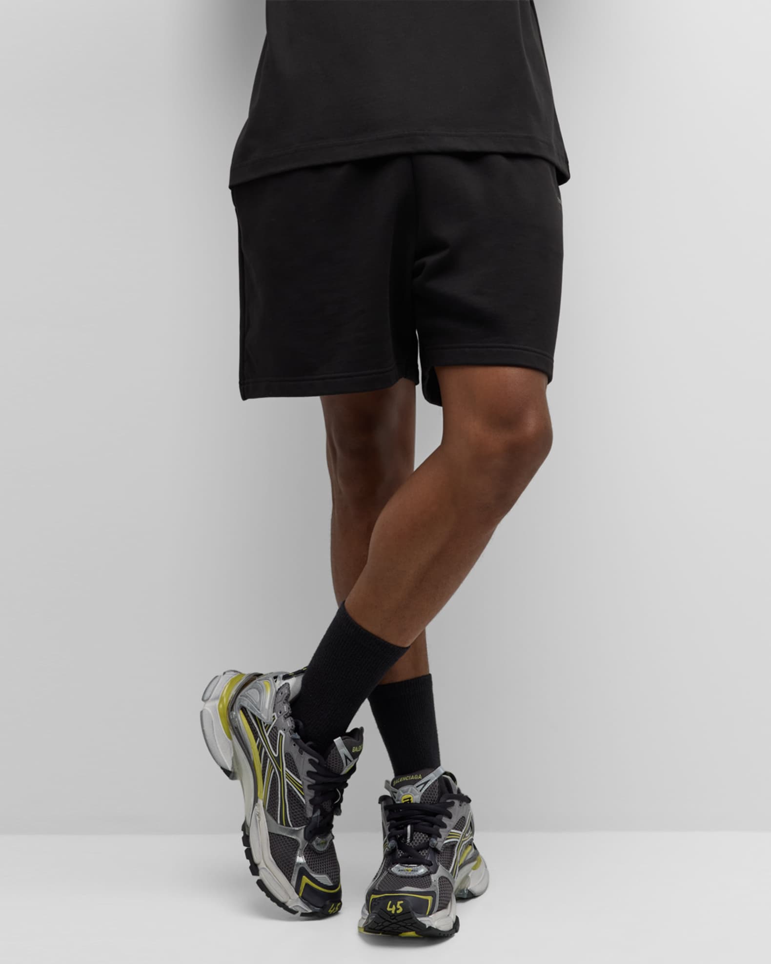 Balenciaga Men's Side-Logo Sweat Shorts | Neiman Marcus
