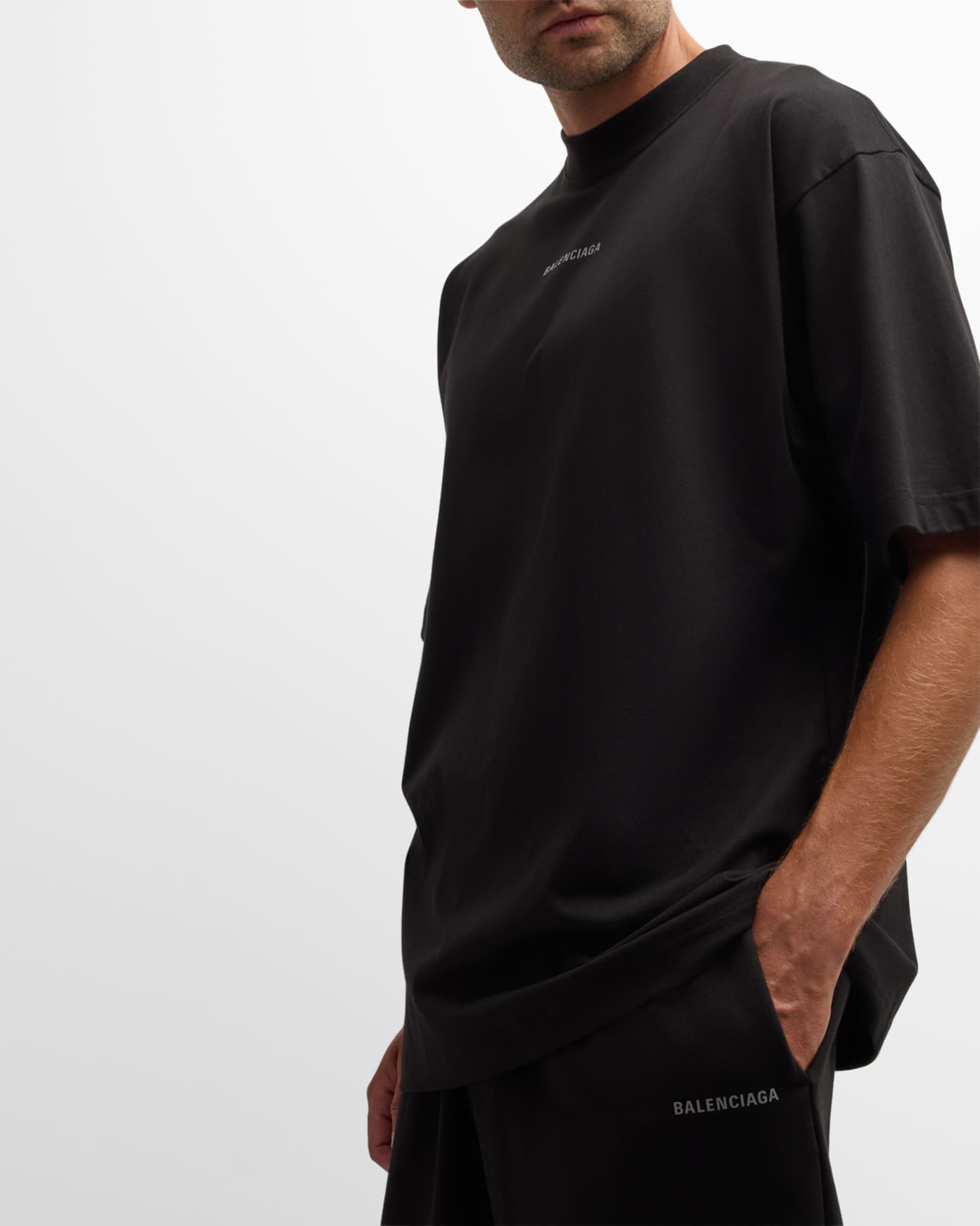 Balenciaga Men's Medium-Fit Logo T-Shirt | Neiman Marcus