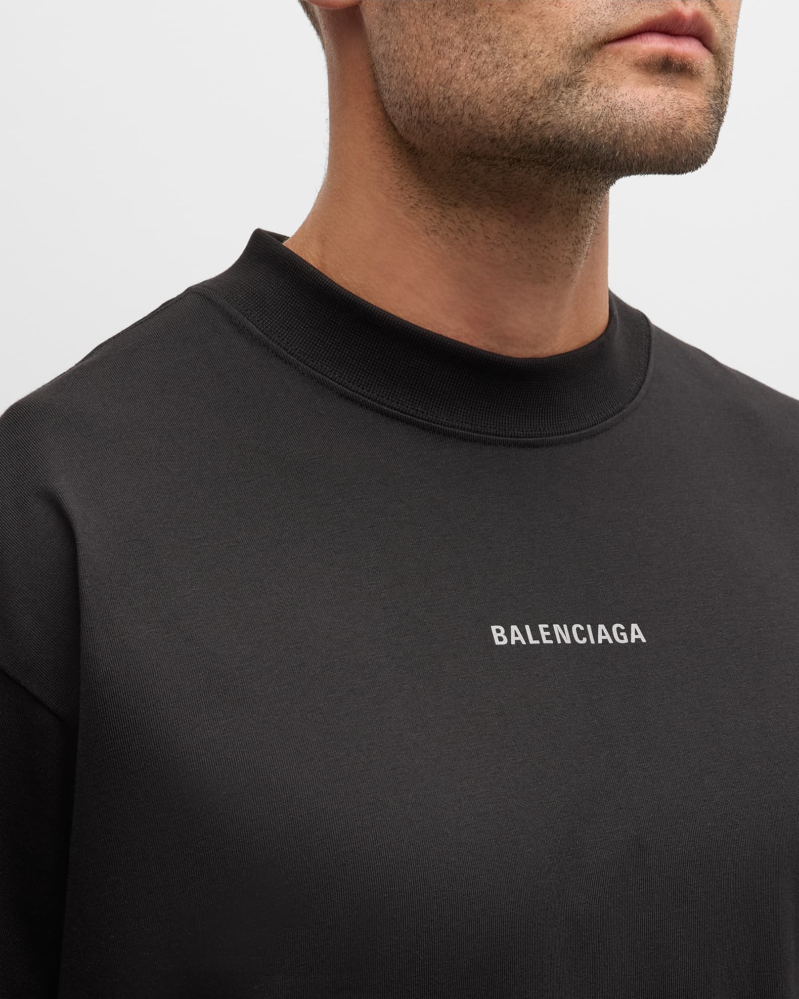Balenciaga Men's Medium-Fit Logo T-Shirt | Neiman Marcus