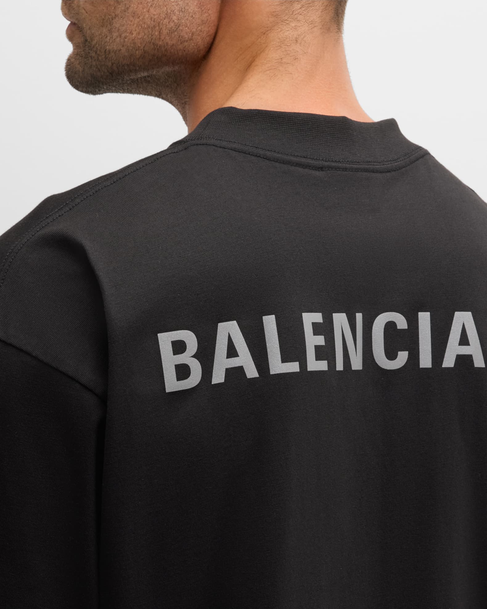 Balenciaga Men's Medium-Fit Logo T-Shirt | Neiman Marcus Balenciaga Men's Medium-Fit Logo T-Shirt | Neiman Marcus