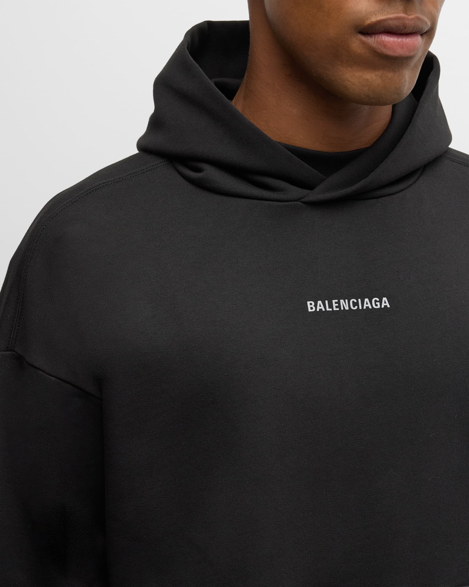 Balenciaga Men s Medium Fit Logo Hoodie Neiman Marcus