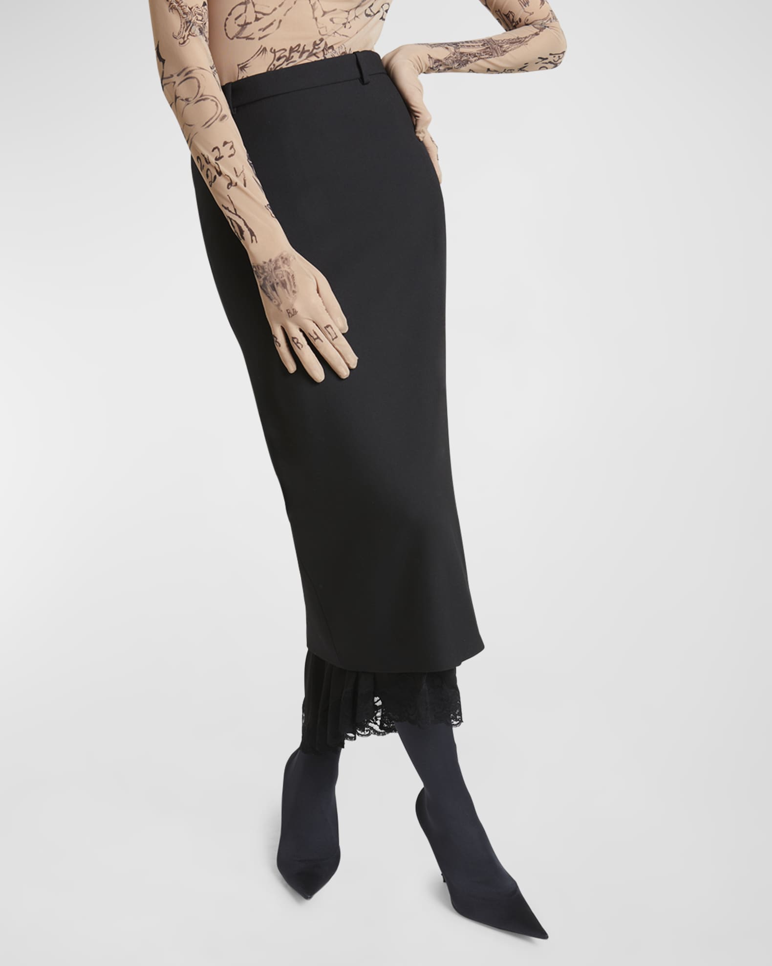 Balenciaga バレンシアガ LINGERIE MINI TAILORED SKIRT Women's Lingerie Mini Tailored Skirt in Black | Balenciaga US