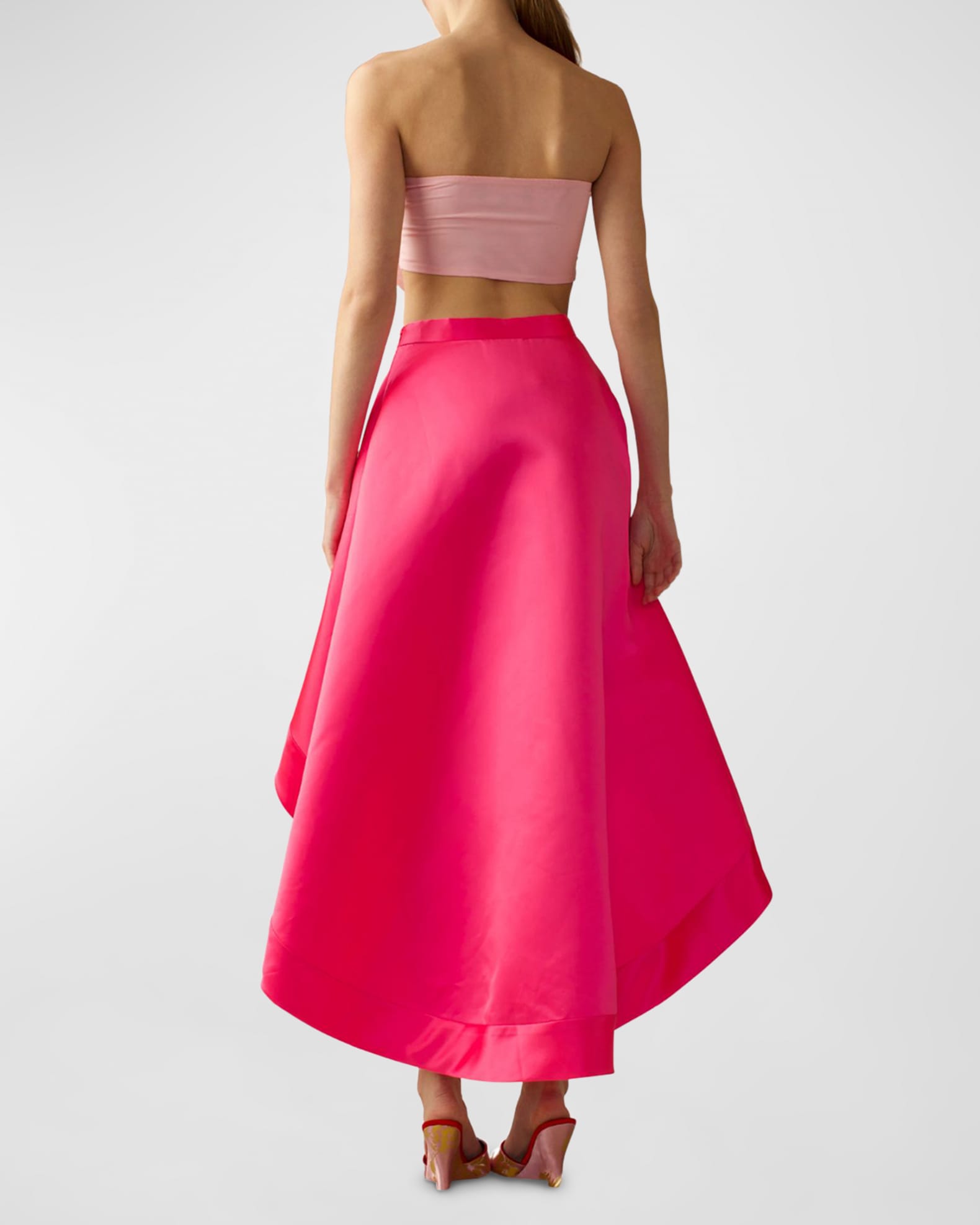 High-Low A-Line Satin Maxi Skirt