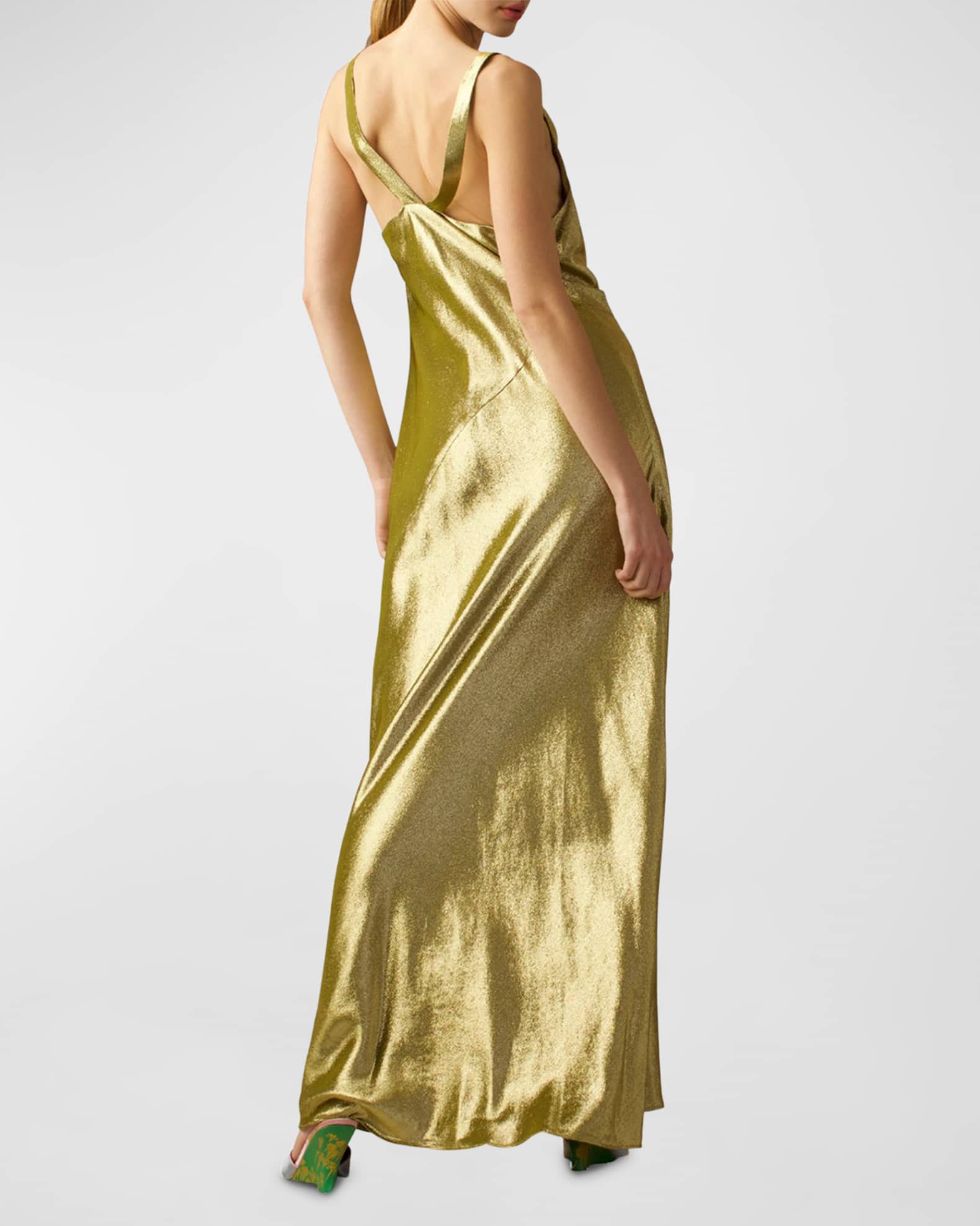 Cowl neck metallic dress outlet
