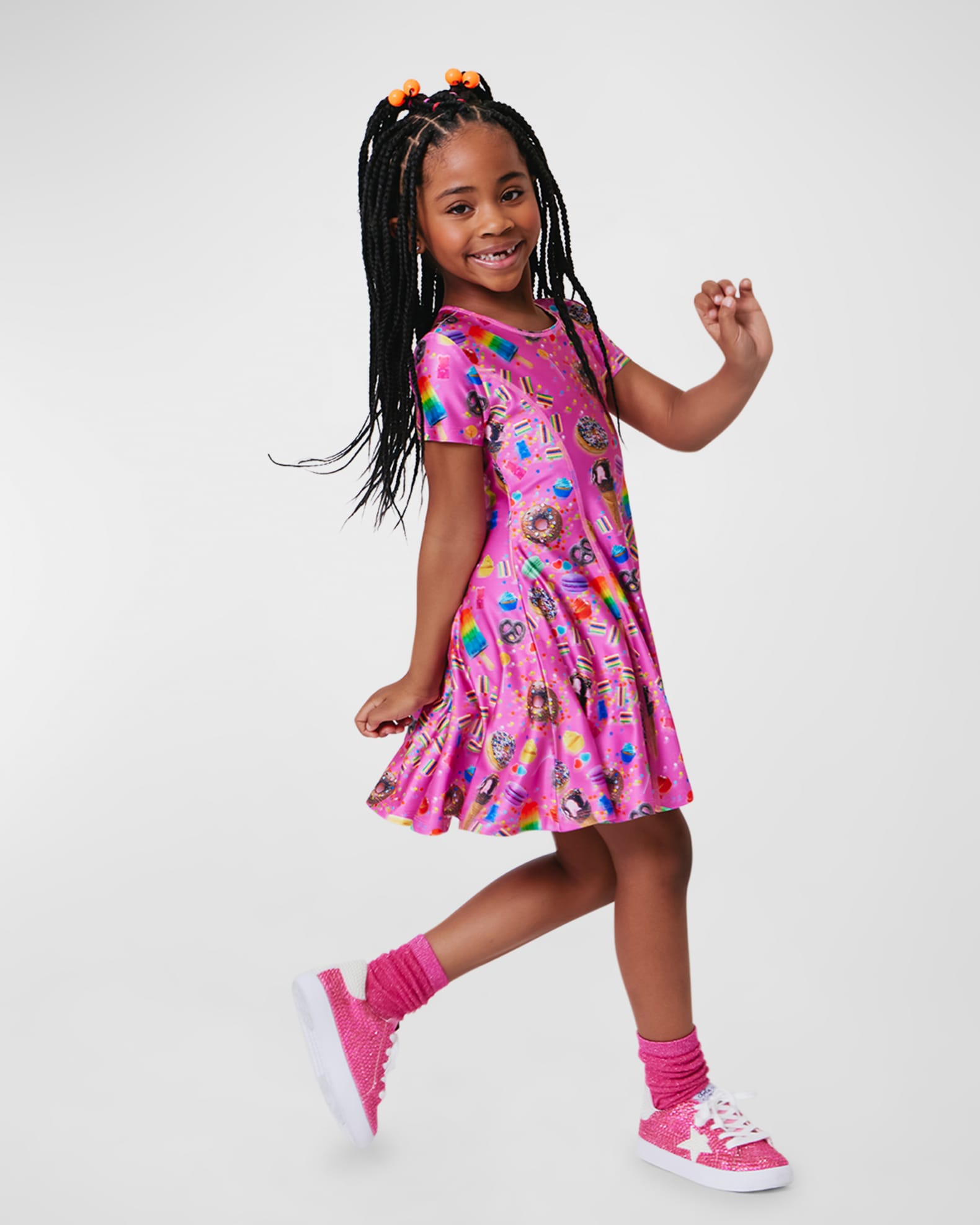 Terez Girl s Candy Spill Hi Shine Cap Sleeve Mini Skater Dress Size 2T 12 Neiman Marcus
