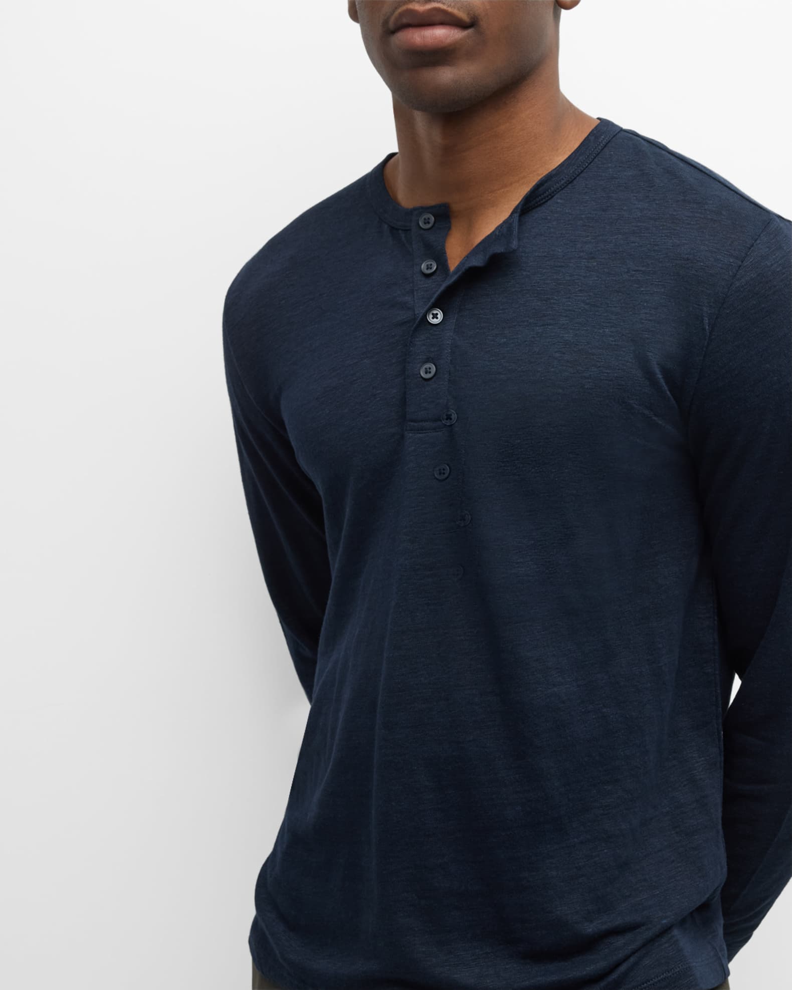 Lucky Brand Maglietta Henley Maniche Corte In Misto Lino - Uomo - Modello Classico E Versatile