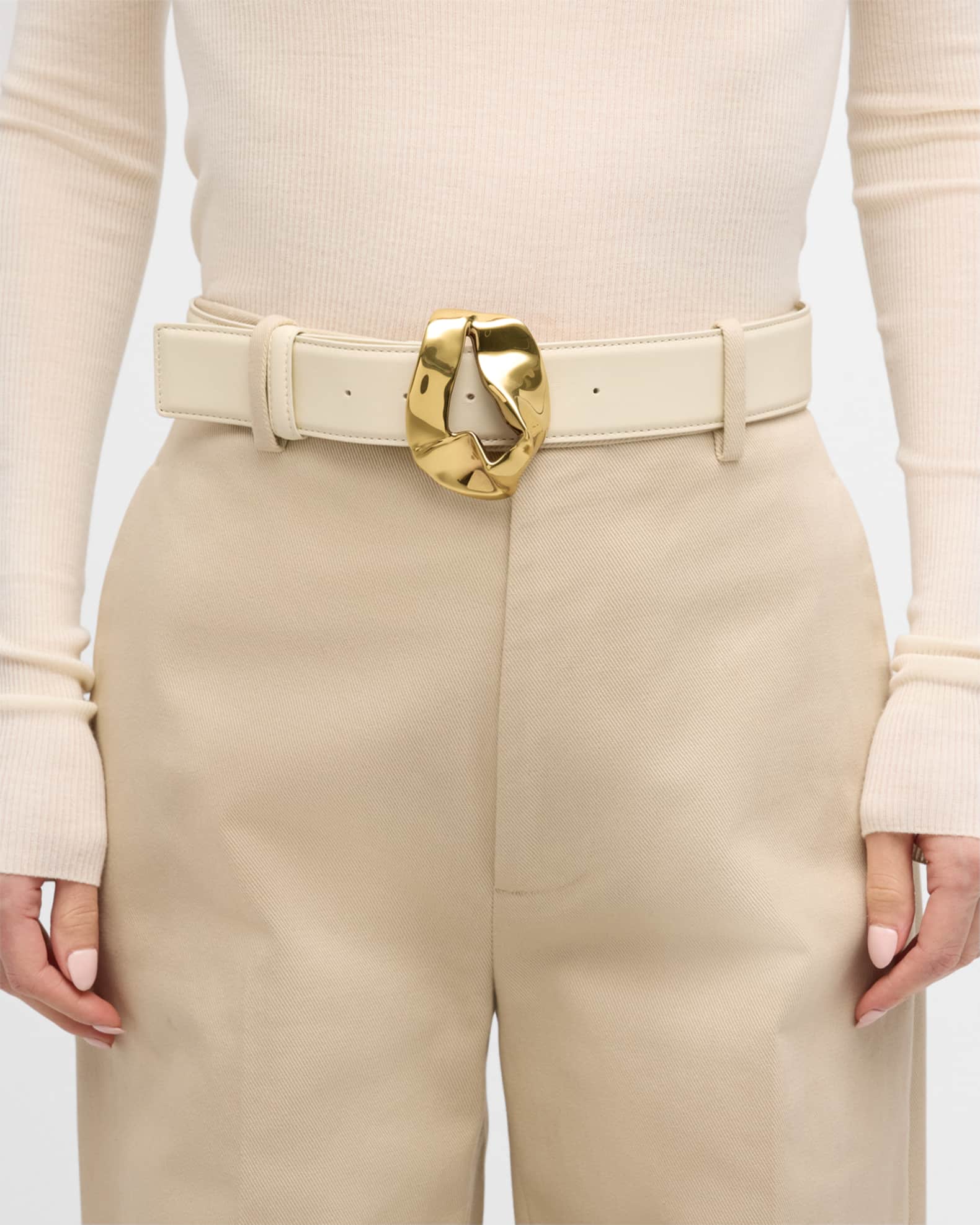 Abstract Buckled Leather Belt 1