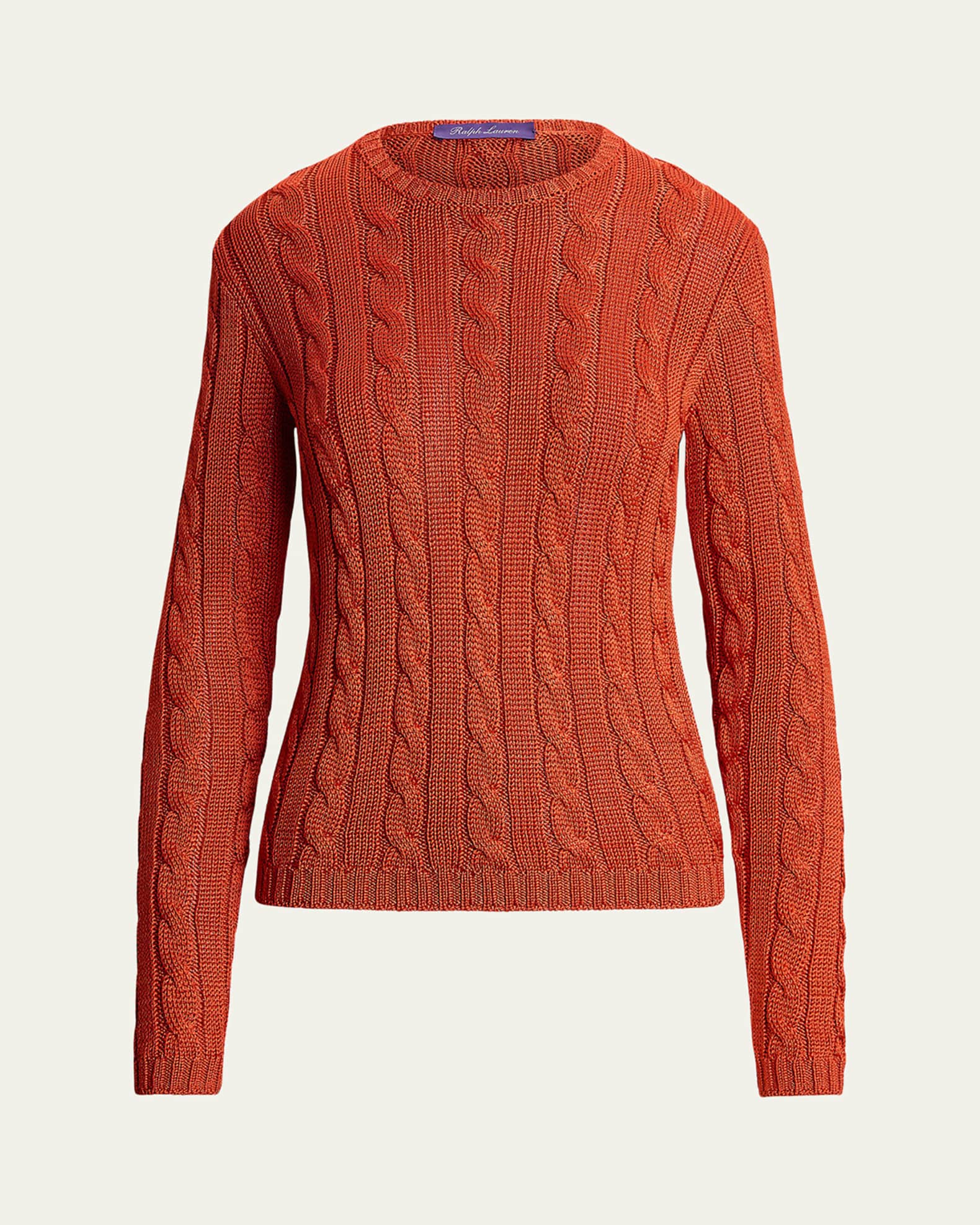 Ralph Lauren Collection Silk Cable-Knit Crewneck Sweater