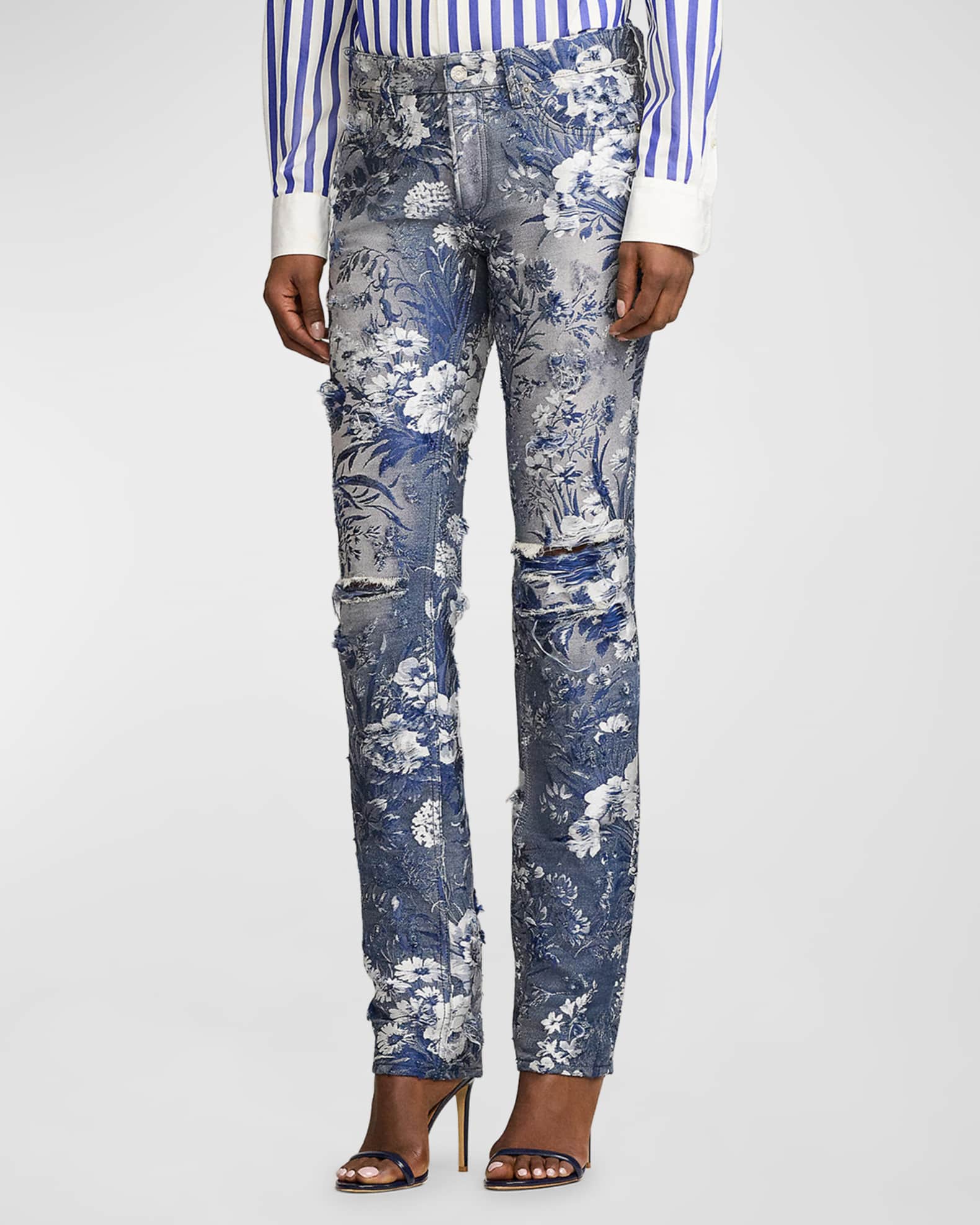 Ralph Lauren Collection Embellished 160 Slim Denim Jeans | Neiman Marcus
