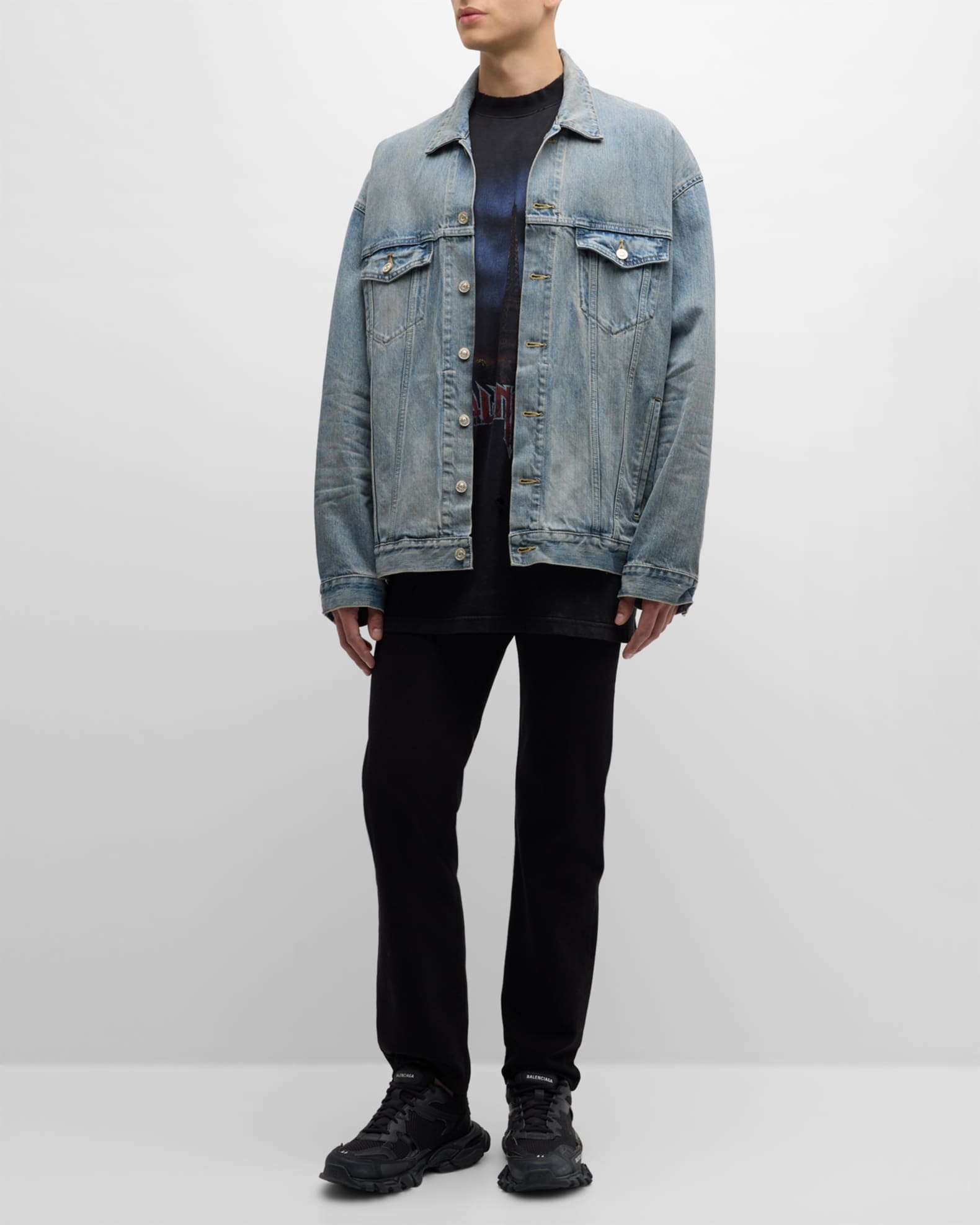 Balenciaga mens jean jacket clearance