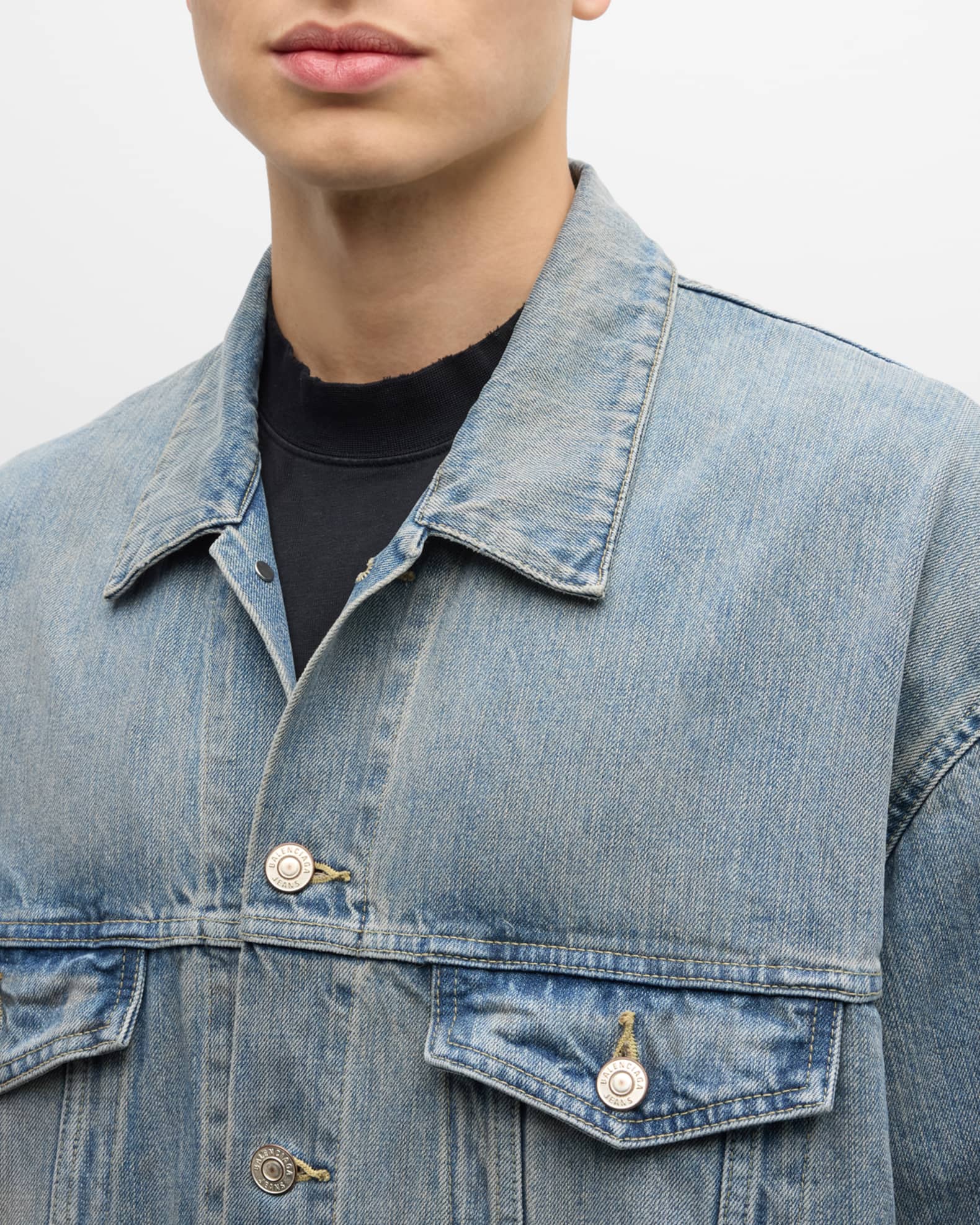 Balenciaga Men's Oversized Denim Jacket | Neiman Marcus