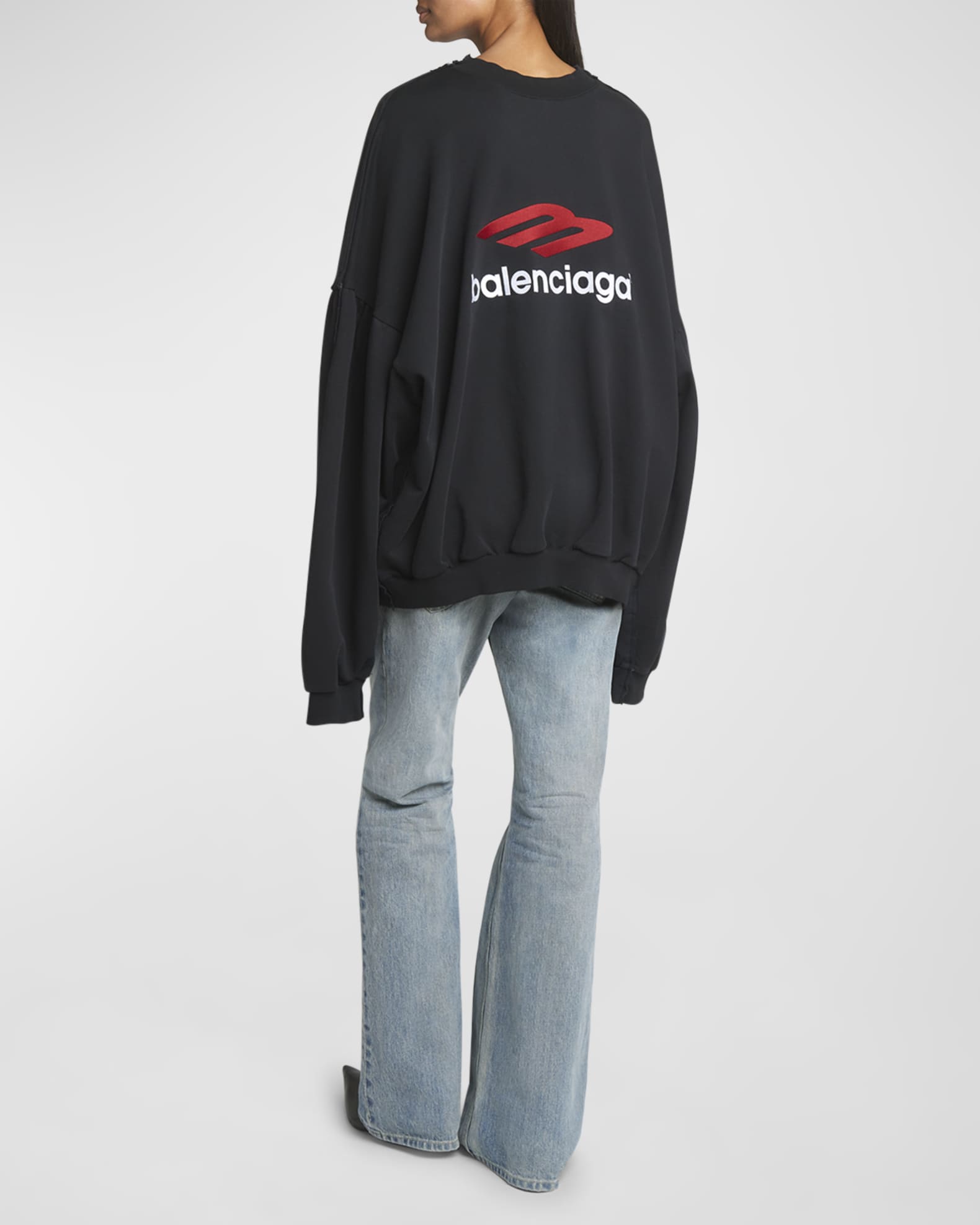 Oversized Double Front Crewneck Sweatshirt