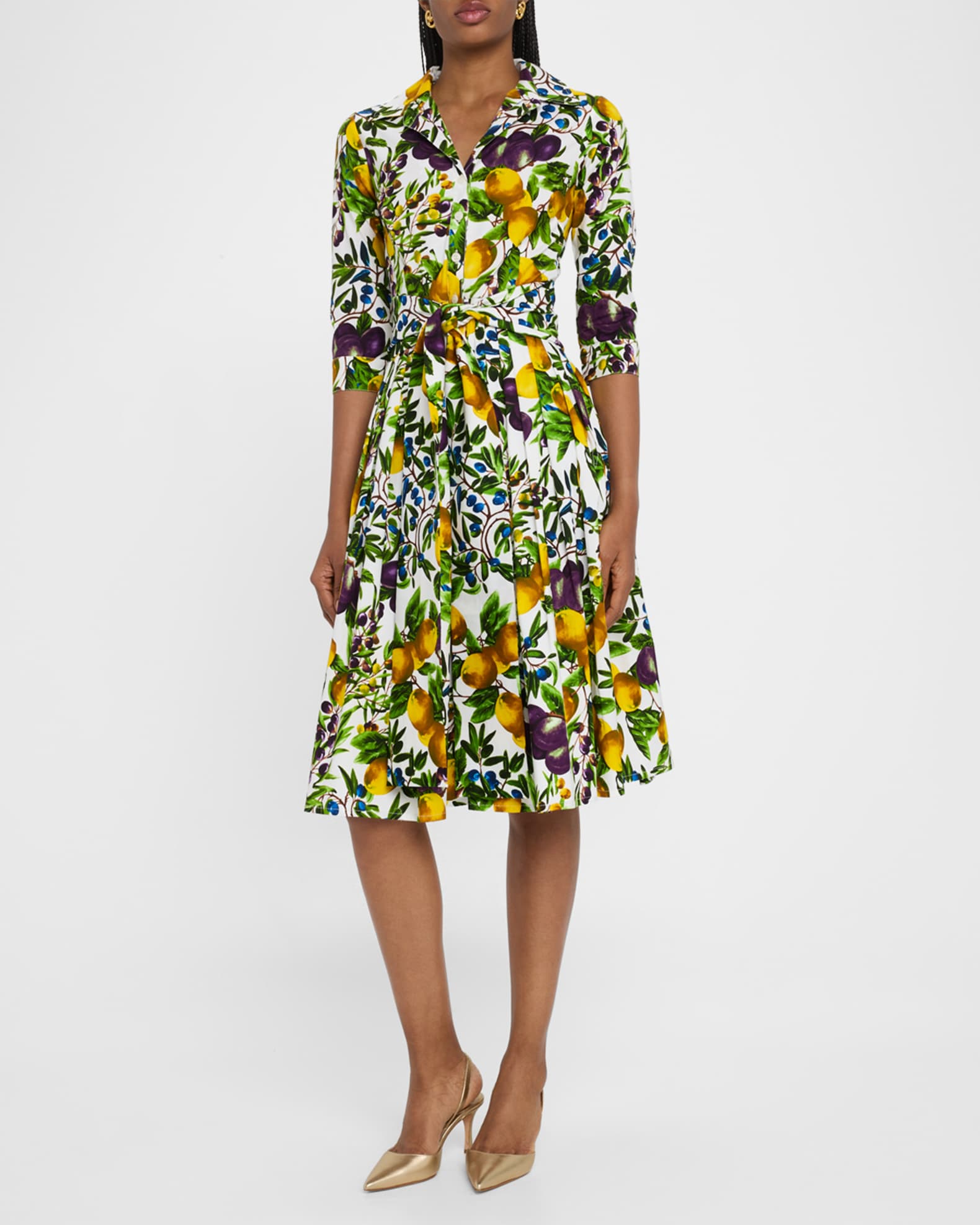 Audrey 2 Pleated Stretch Cotton Midi Shirtdress 1